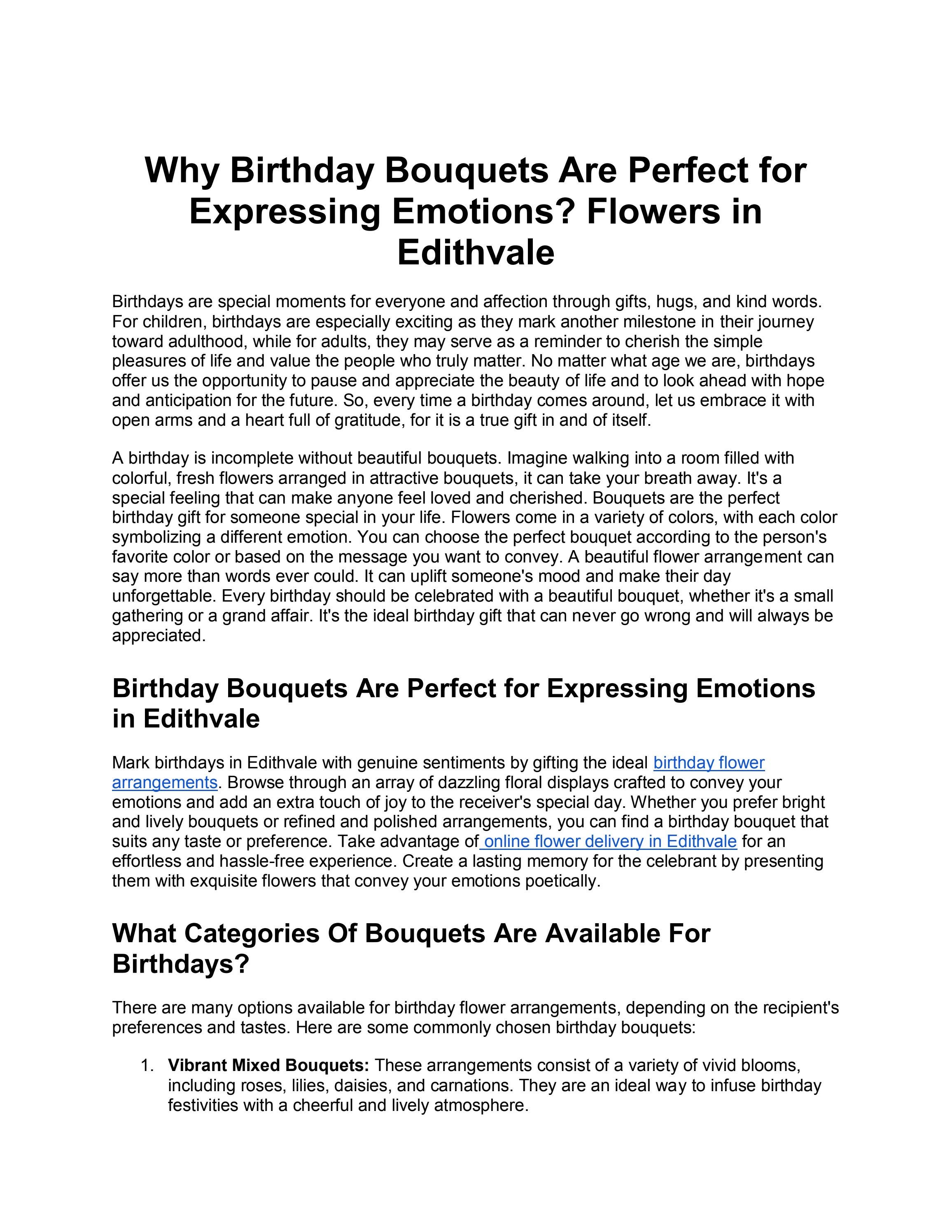 Why Birthday Bouquets Are Perfect for Expressing Emotions? Flowers in Edithvale by sonamranjan