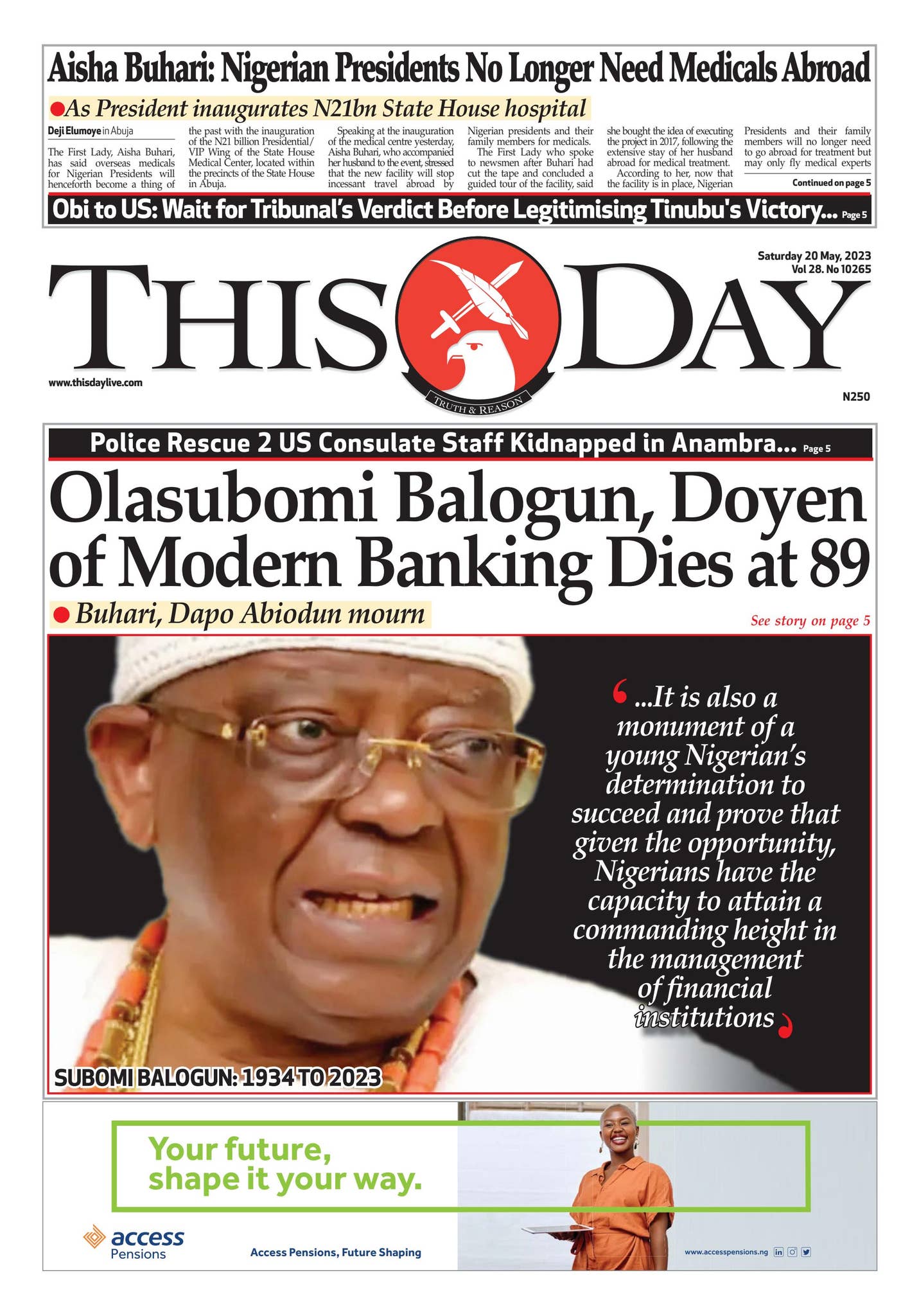 SATURDAY 20TH MAY 2023 by THISDAY Newspapers Ltd - Issuu, image size:1431x2048