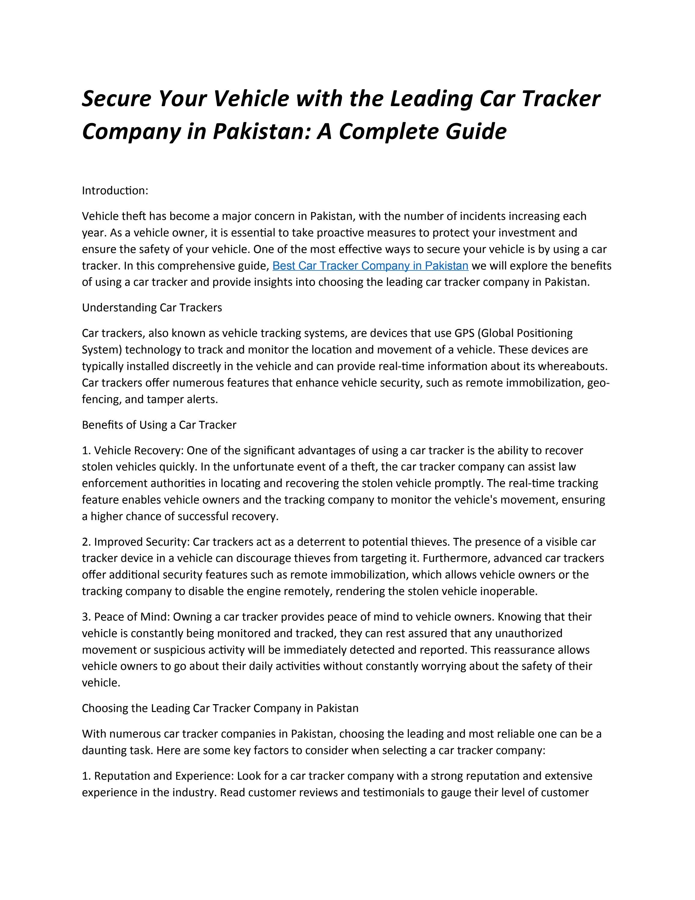 Best Car Tracker Company in Pakistan by Muhammad