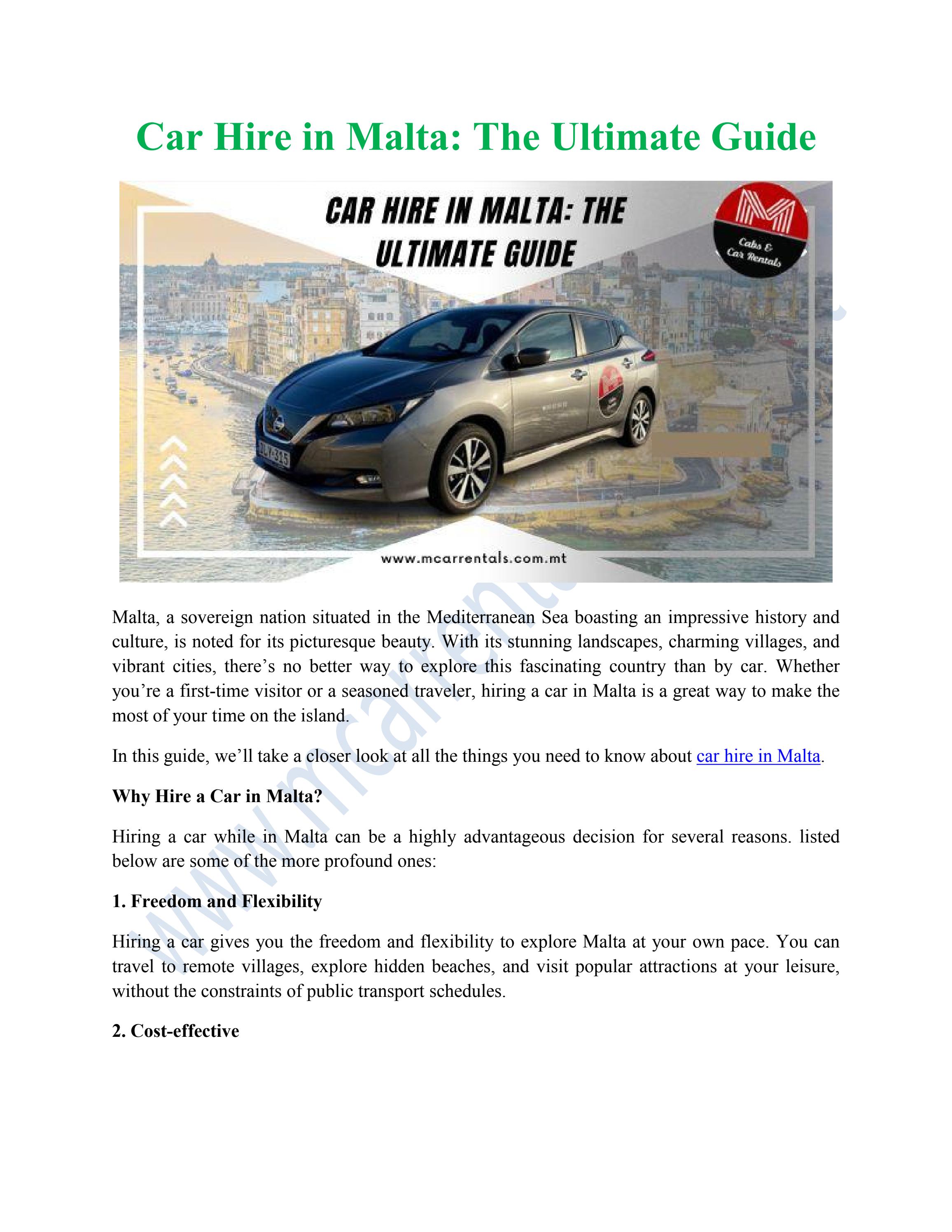 Car Hire in Malta The Ultimate Guide by M Cabs & Car Rentals Issuu