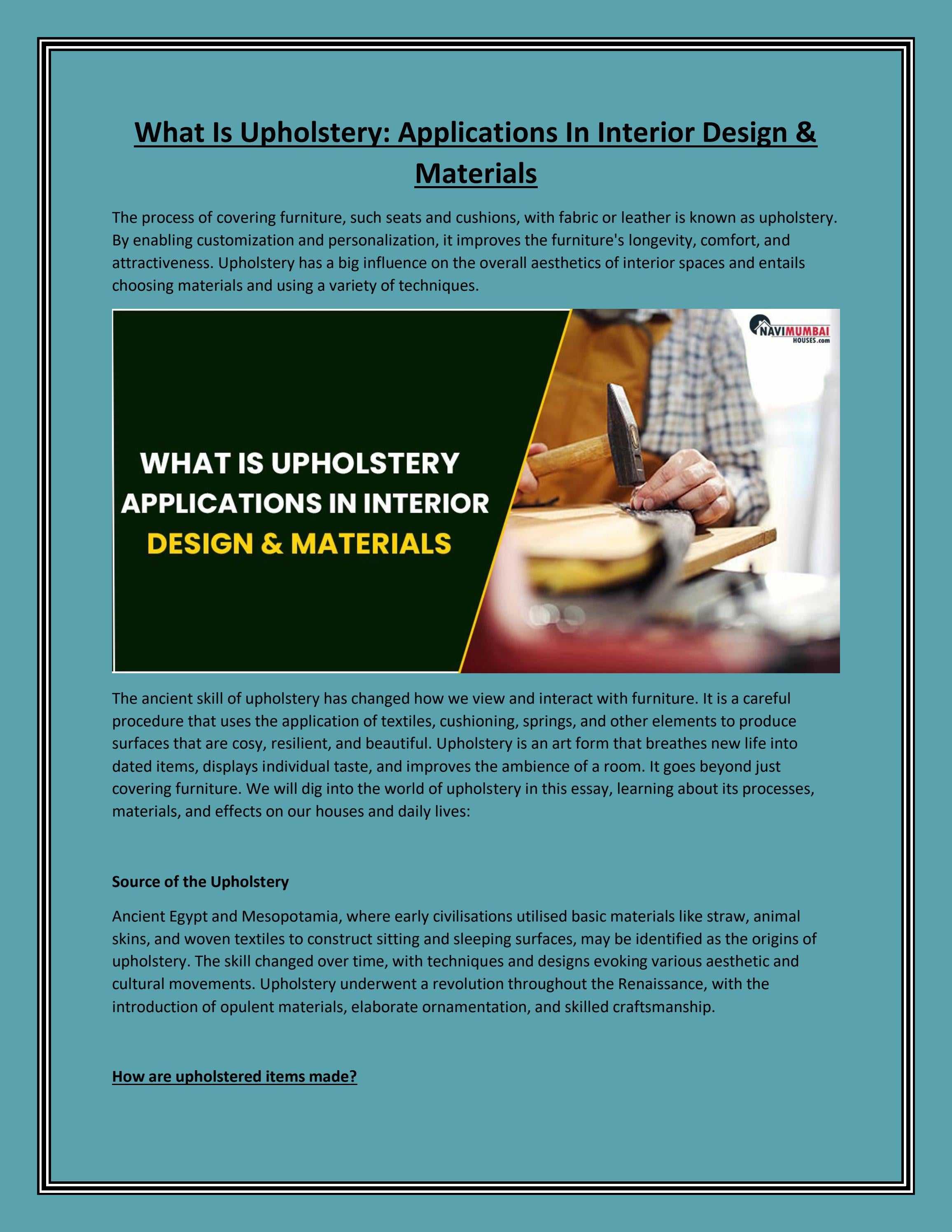 What Is Upholstery Applications In Interior Design by NHMhouses Issuu