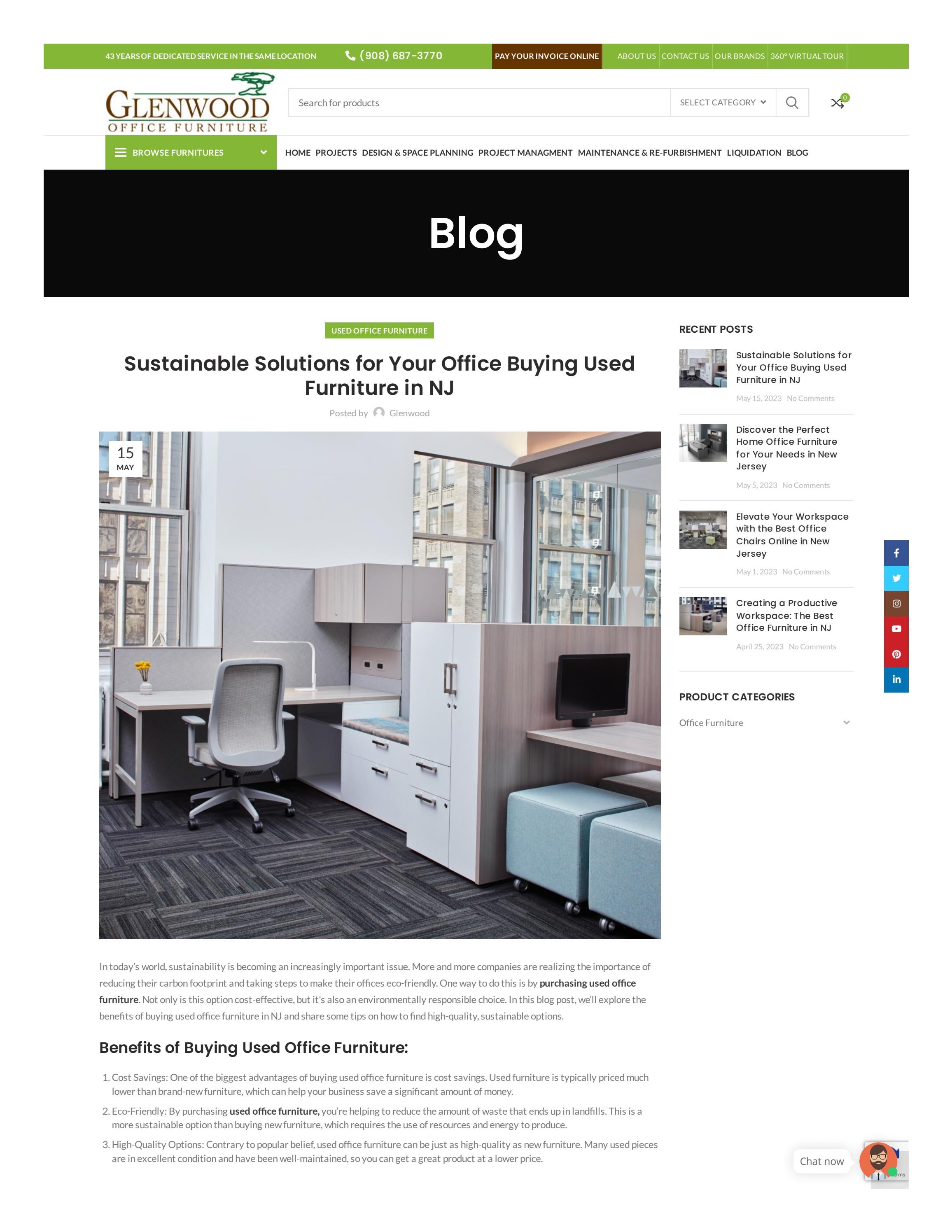 Sustainable Solutions for Your Office Buying Used Furniture in NJ by