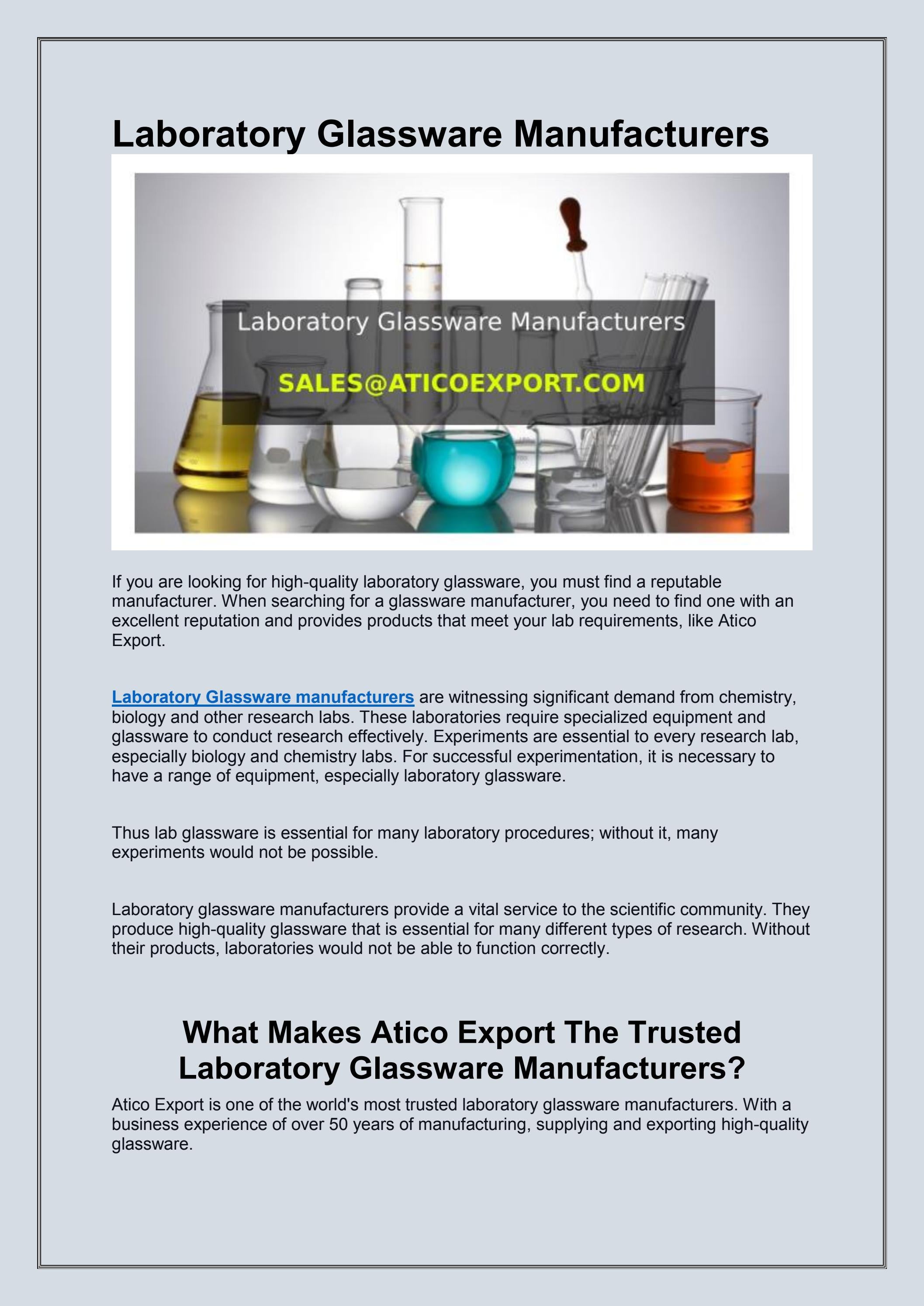 Laboratory Glassware Manufacturers by Atico Export Issuu