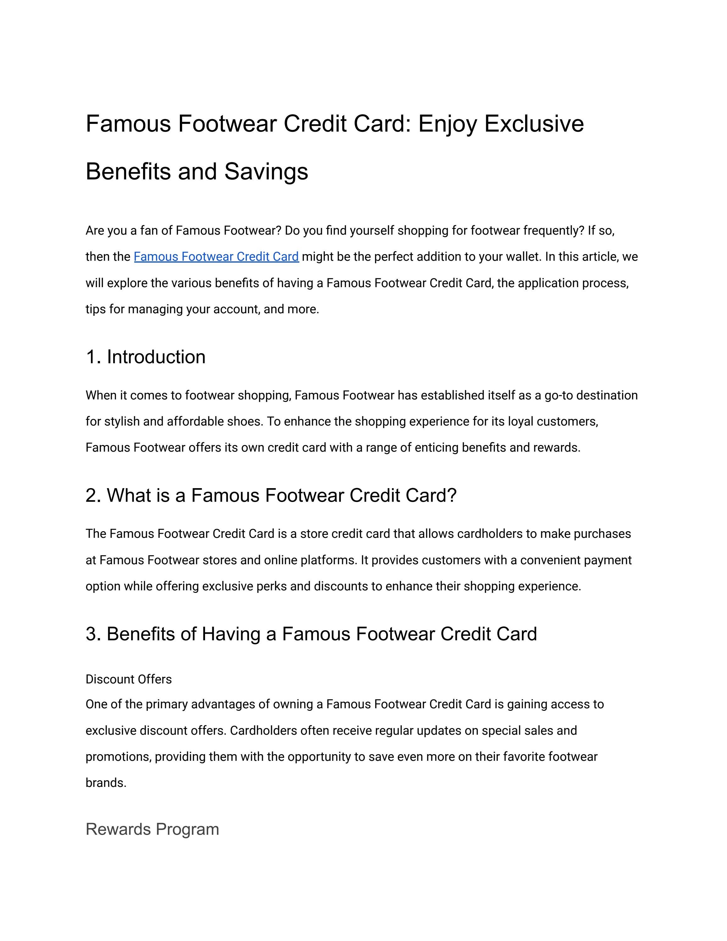 Famous Footwear Credit Card Enjoy Exclusive Benefits and Savings by