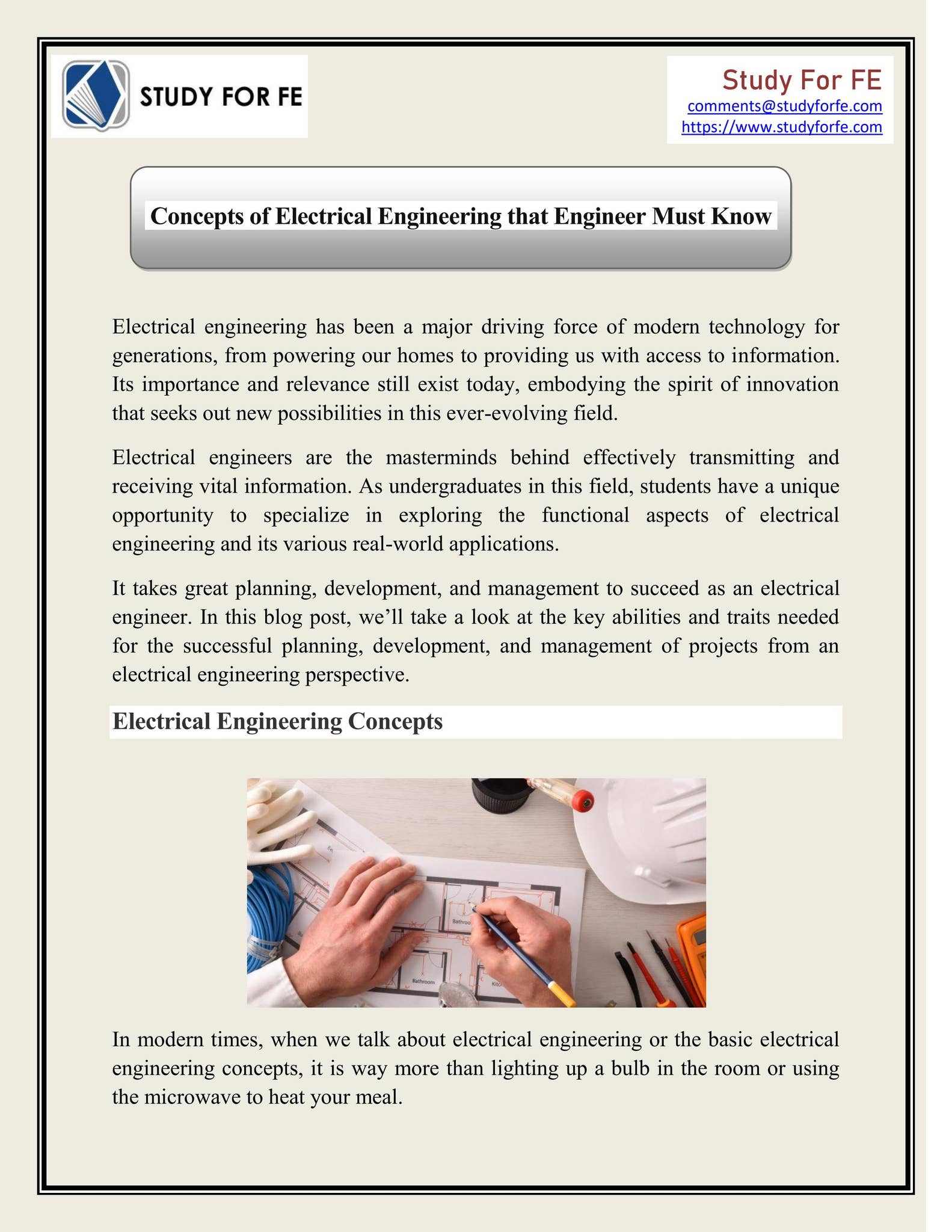 Sample Electrical Engineering Abstract Concepts of Electrical Engineering that Engineers Must Know. by Wasim ...