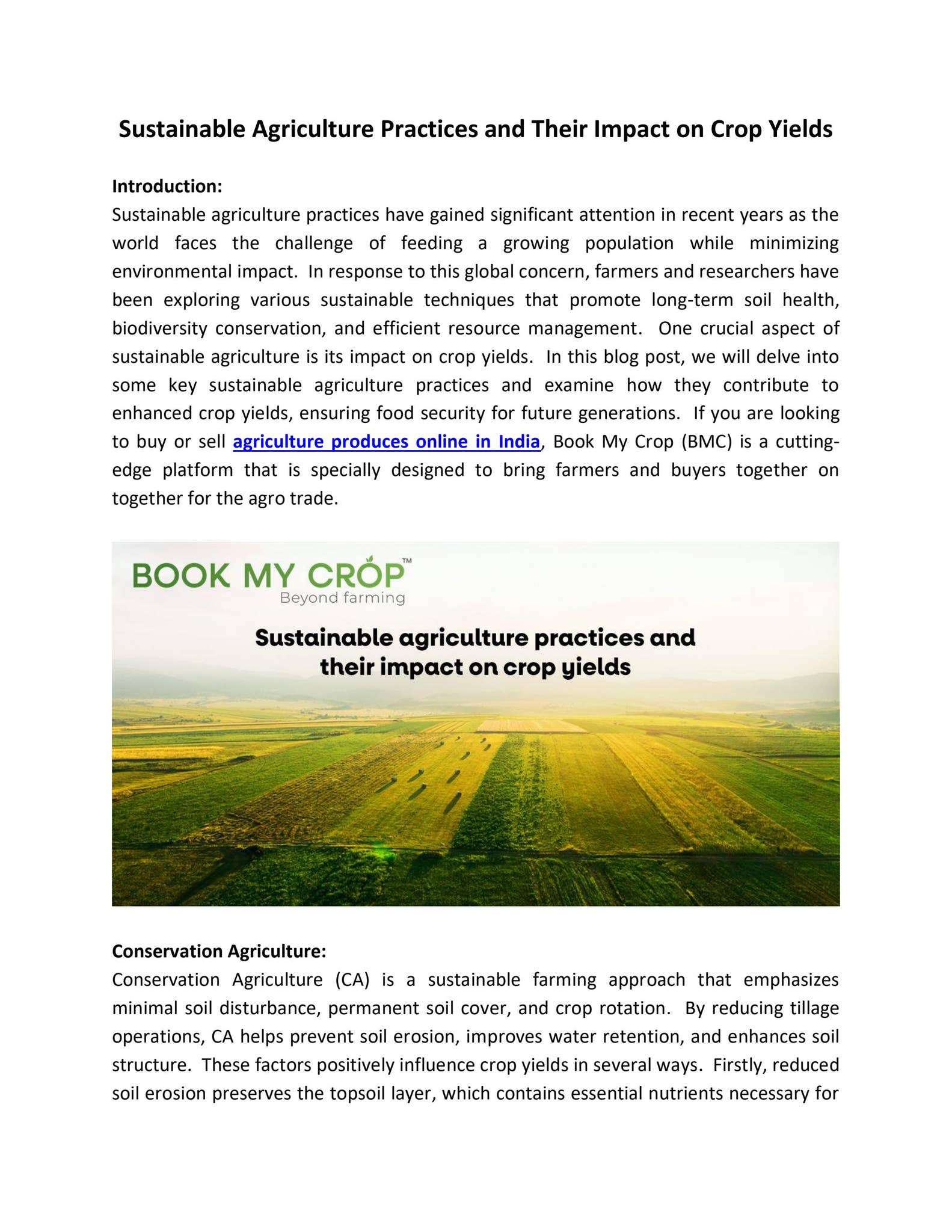 Sustainable Agriculture Practices and Their Impact on Crop Yields by ...