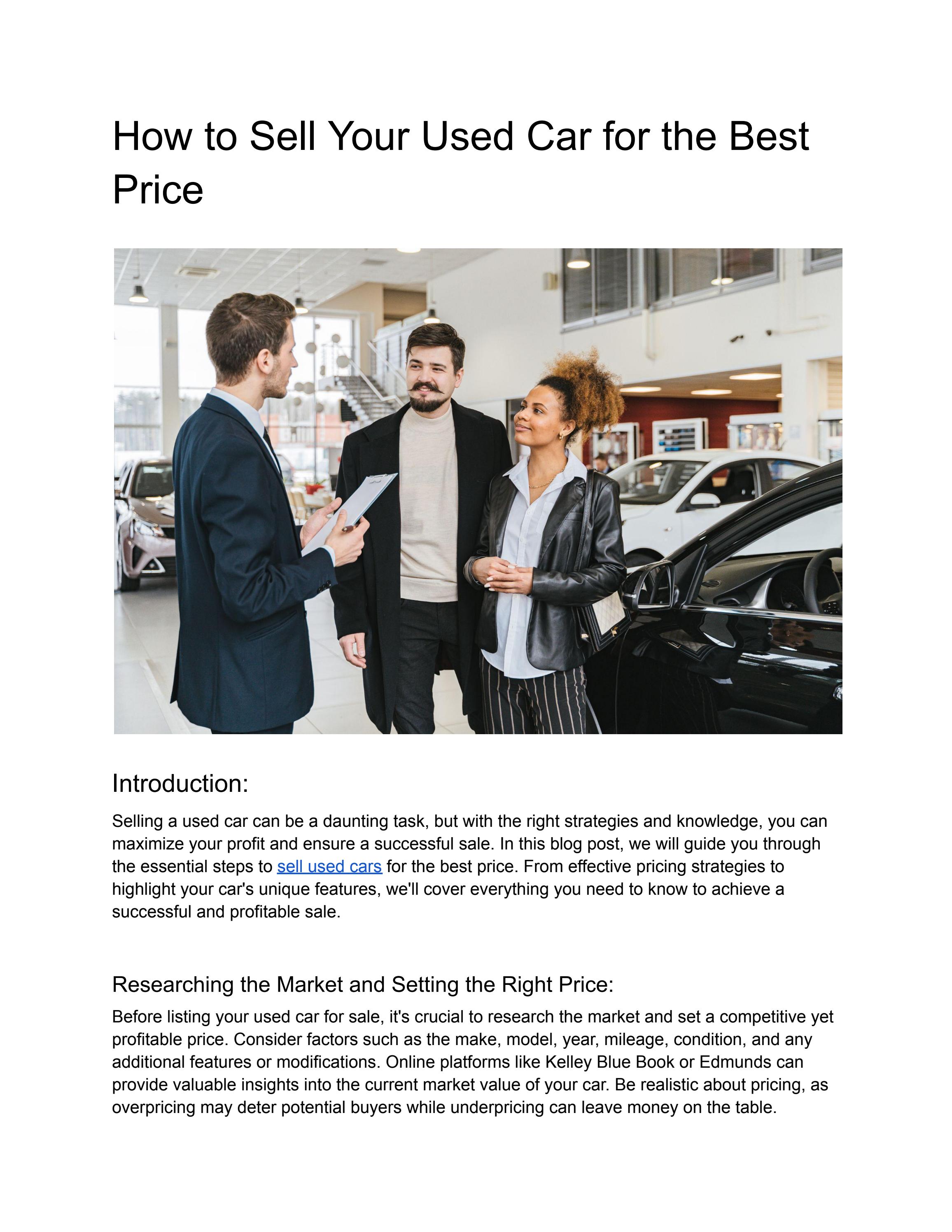 How to Sell Your Used Car for the Best Price by Adam Car Buyer Issuu