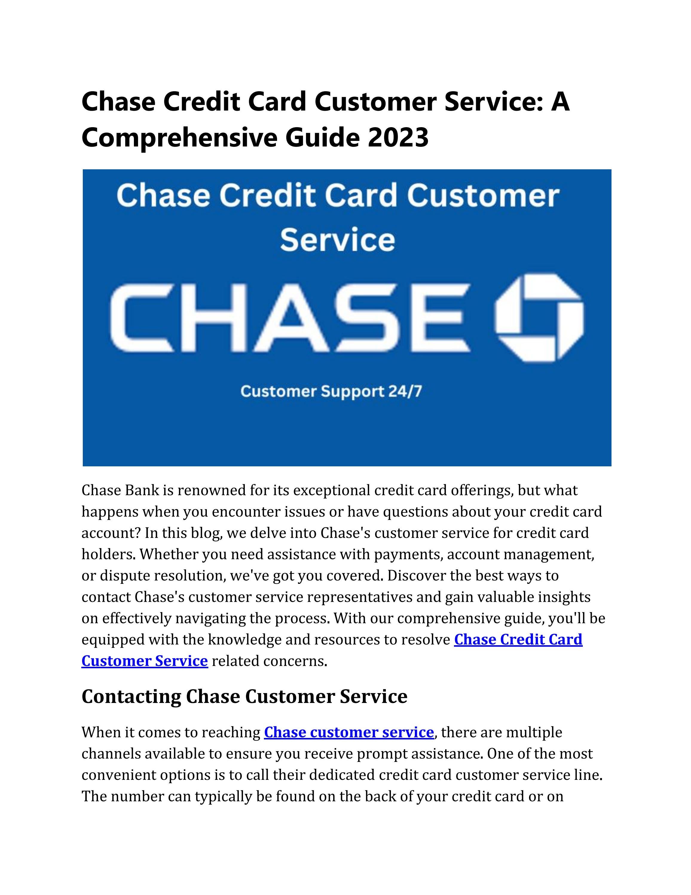 Chase Credit Card Customer Service A Comprehensive Guide 2023 By Daly 
