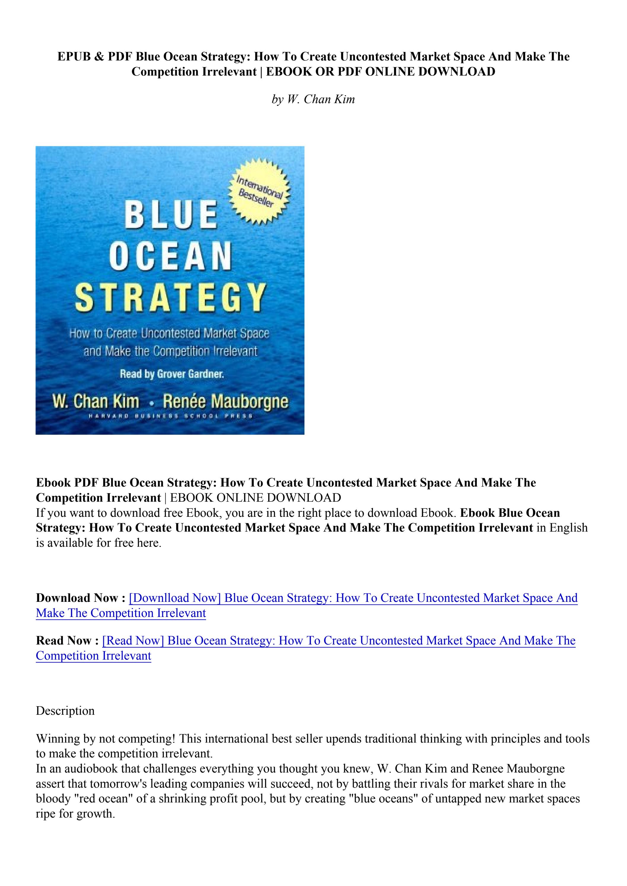 Download Book Blue Ocean Strategy How To Create Uncontested Market