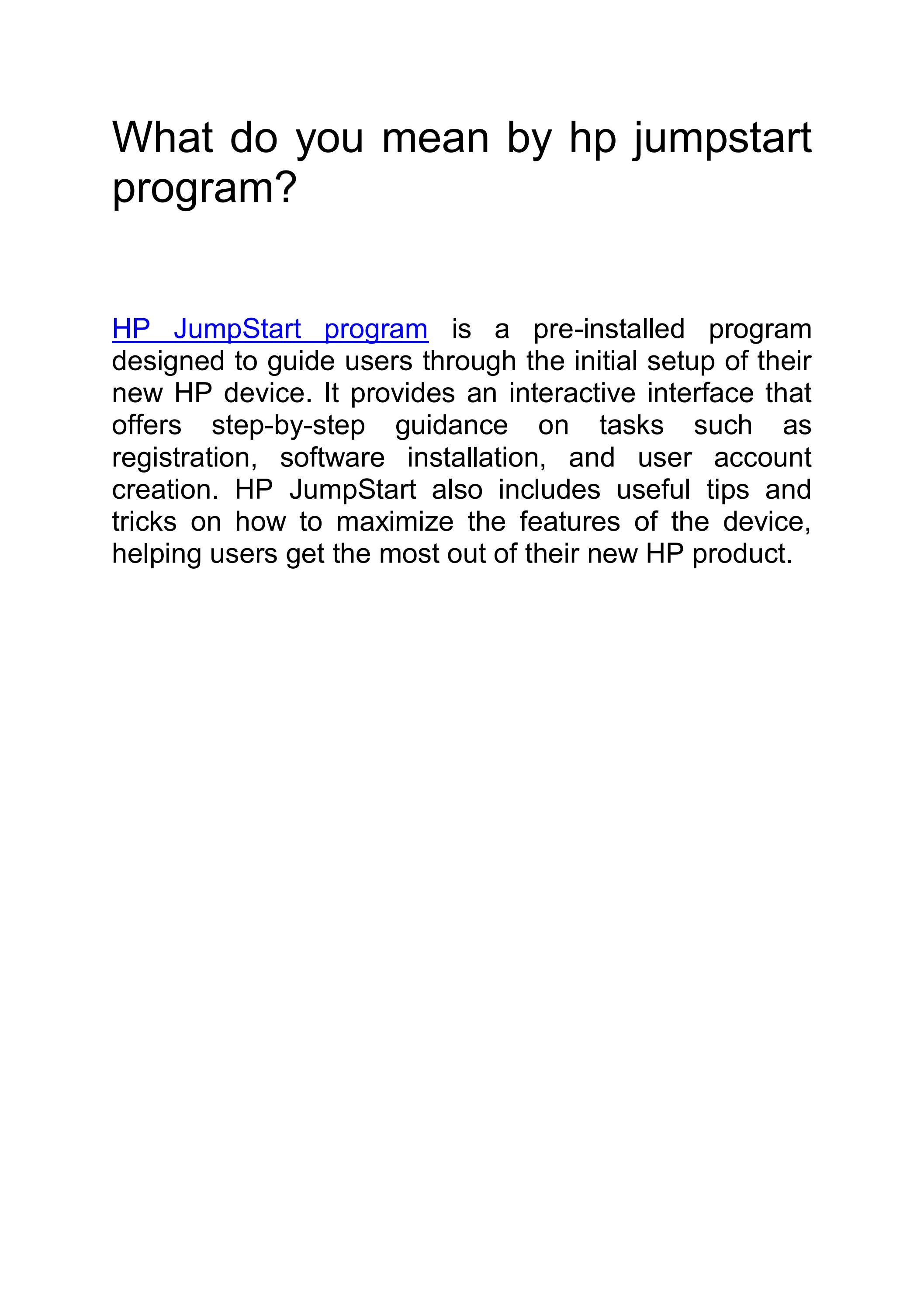 What do you mean by hp jumpstart program? by Angilina Ken Issuu