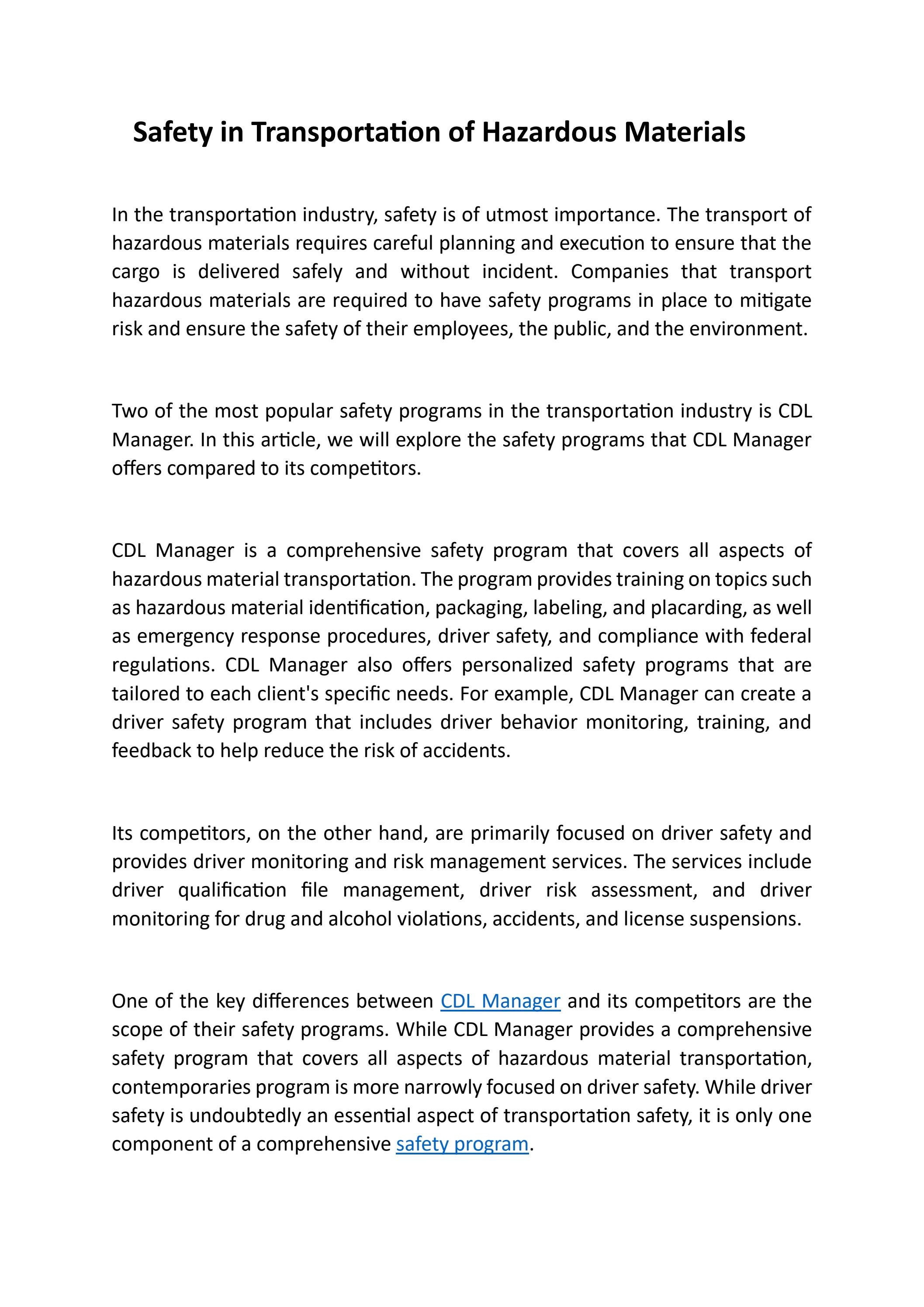 Safety in Transportation of Hazardous Materials by cdlmanager Issuu
