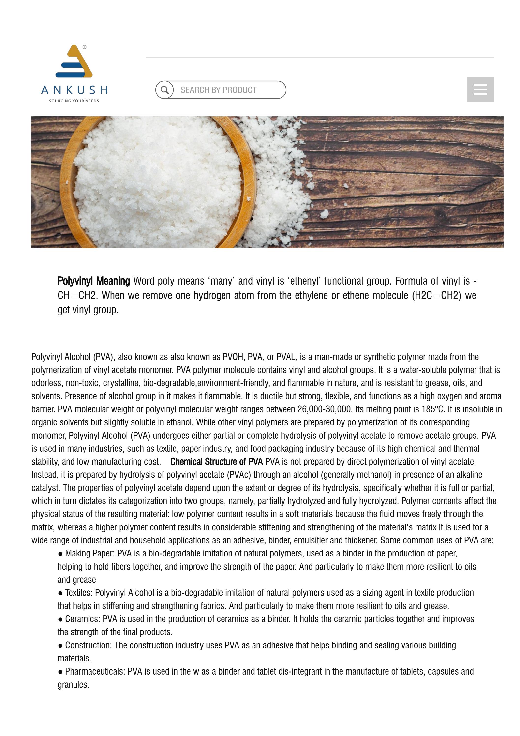 WHAT IS POLYVINYL ALCOHOL AND WHAT ARE ITS USES? by chemical_prodigy