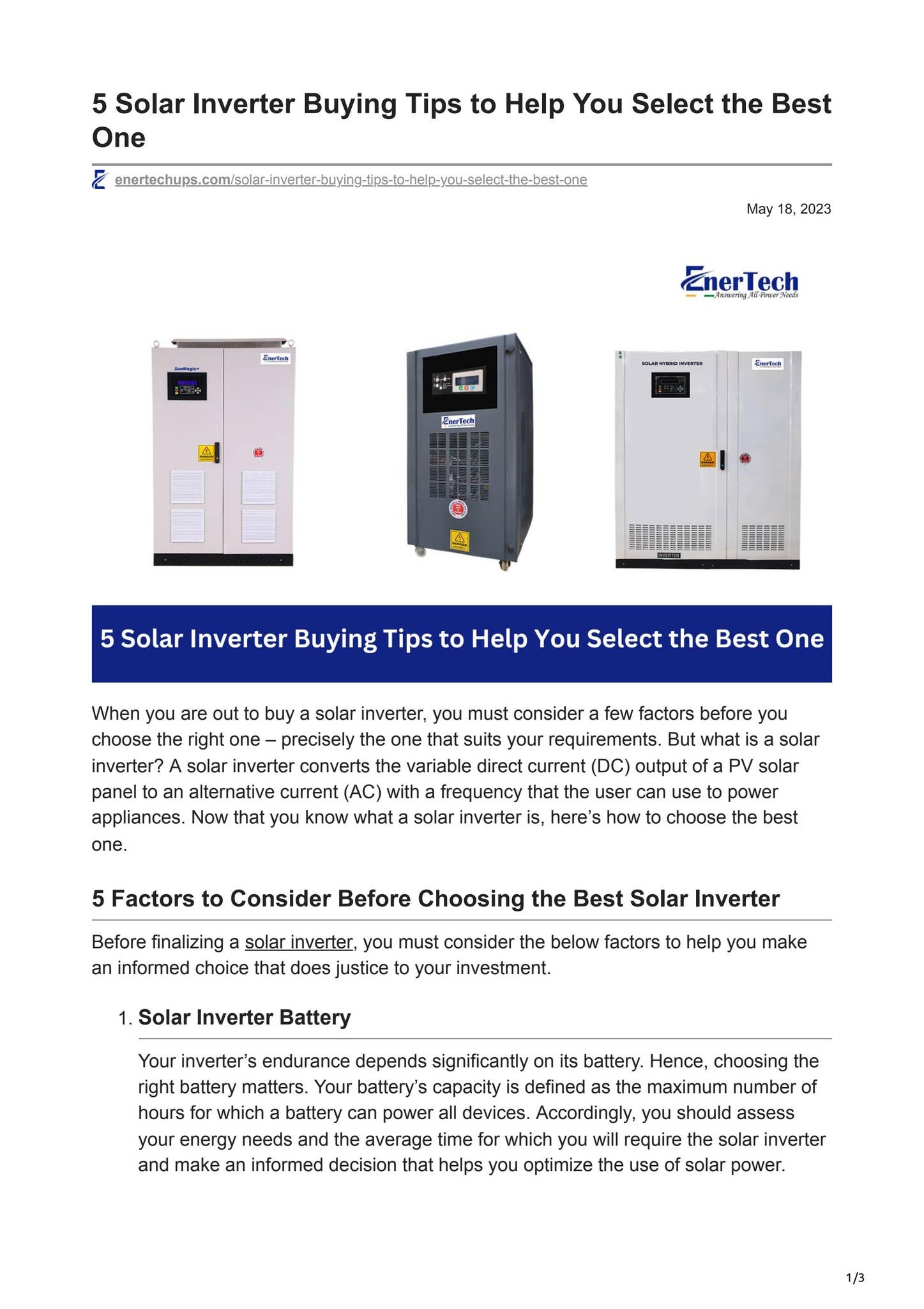 Select Solar Inverter 5 Solar Inverter Buying Tips to Help You Select the Best One by ...