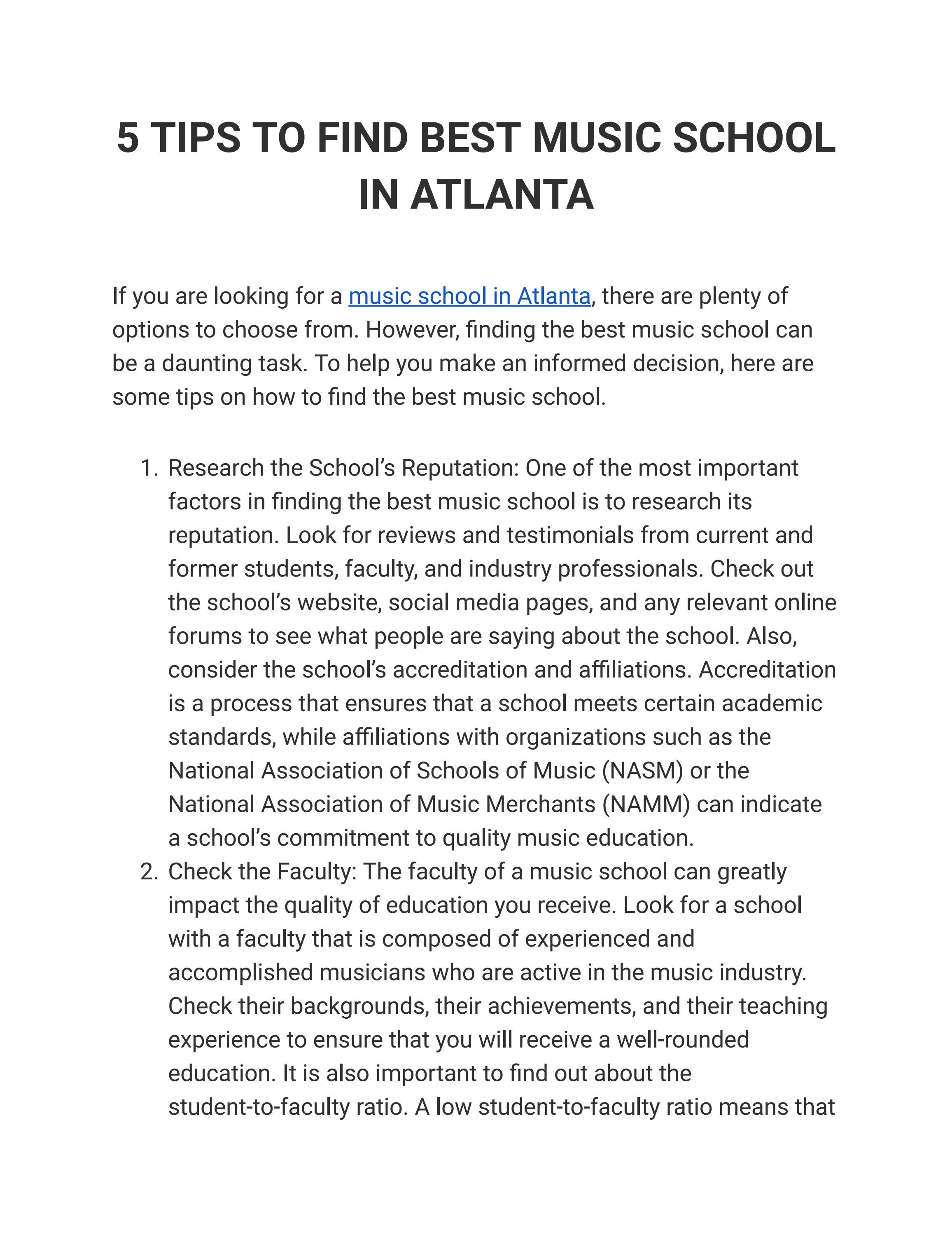 5 TIPS TO FIND BEST MUSIC SCHOOL IN ATLANTA by StyleMindLessons Issuu