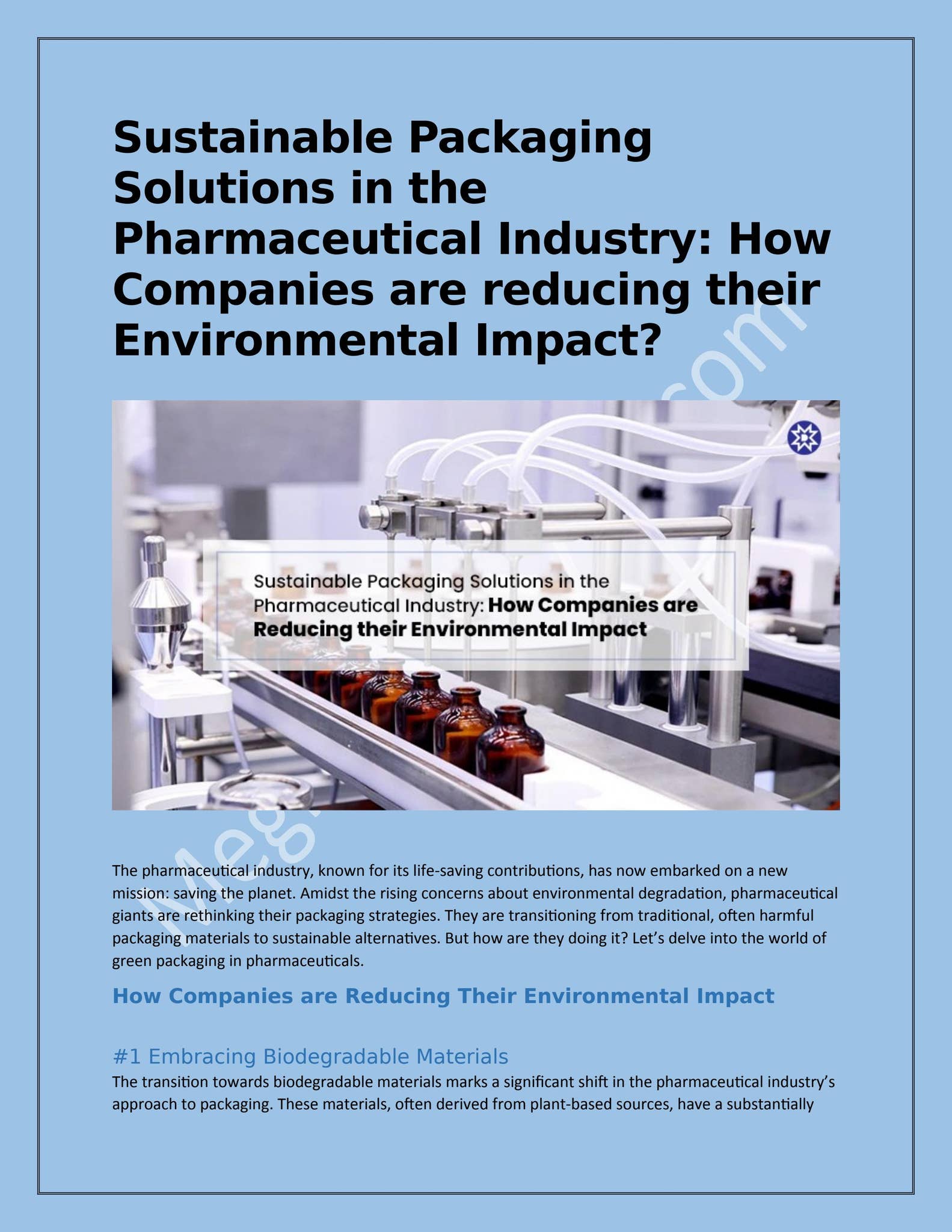 Sustainable Packaging Solutions in the Pharmaceutical Industry: How ...