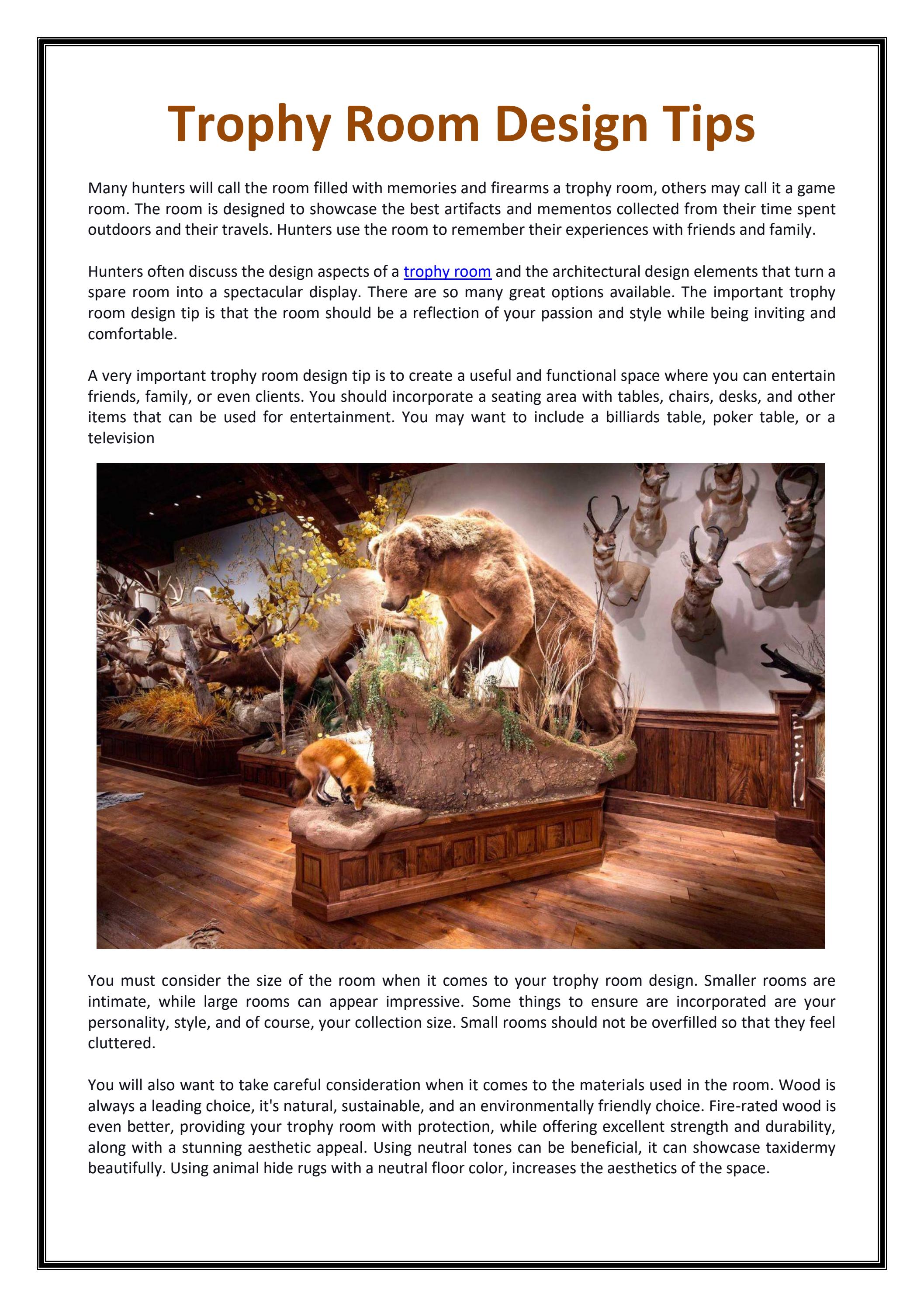 Trophy Room Design Tips by Julian and Sons Issuu