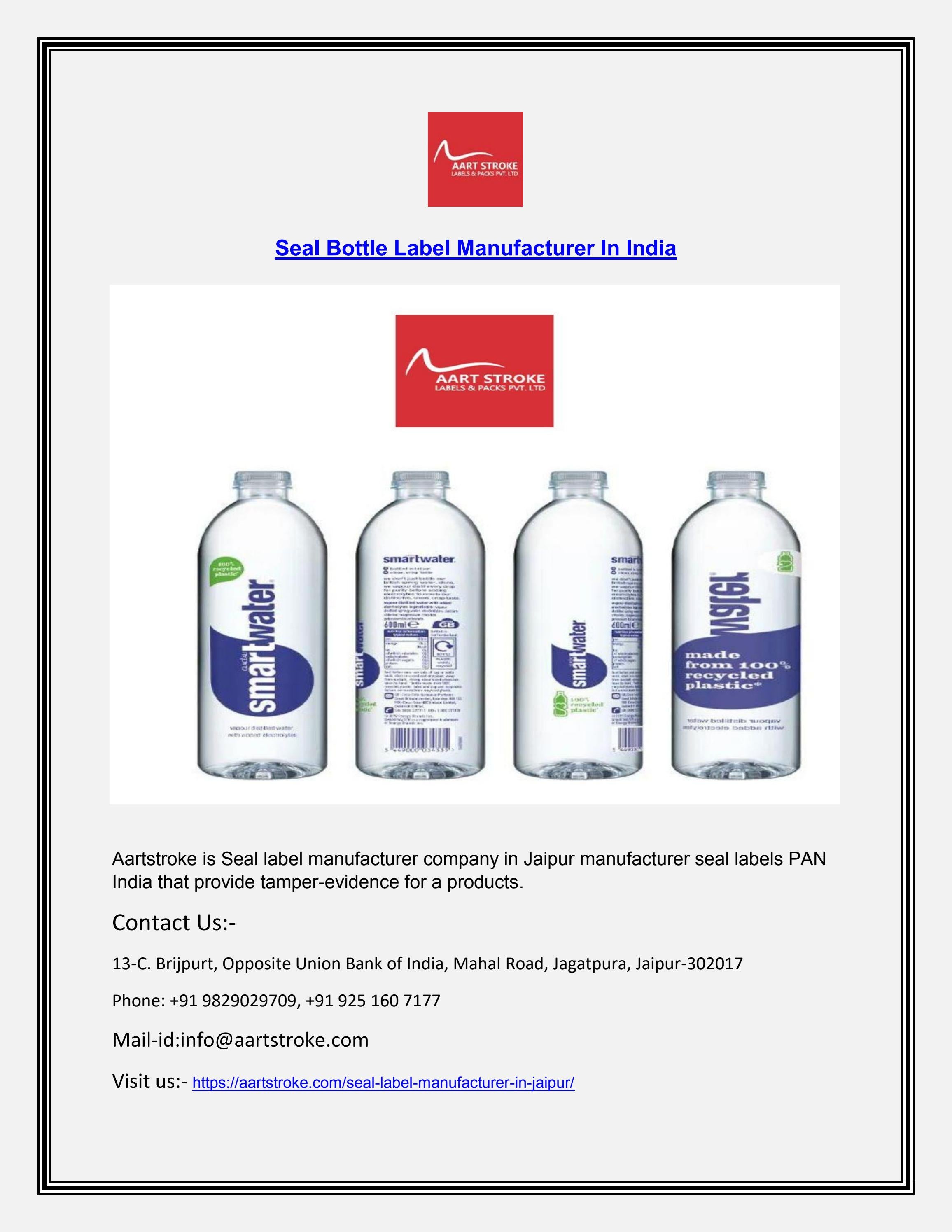 Seal Bottle Label Manufacturer In India by aartstroke Issuu