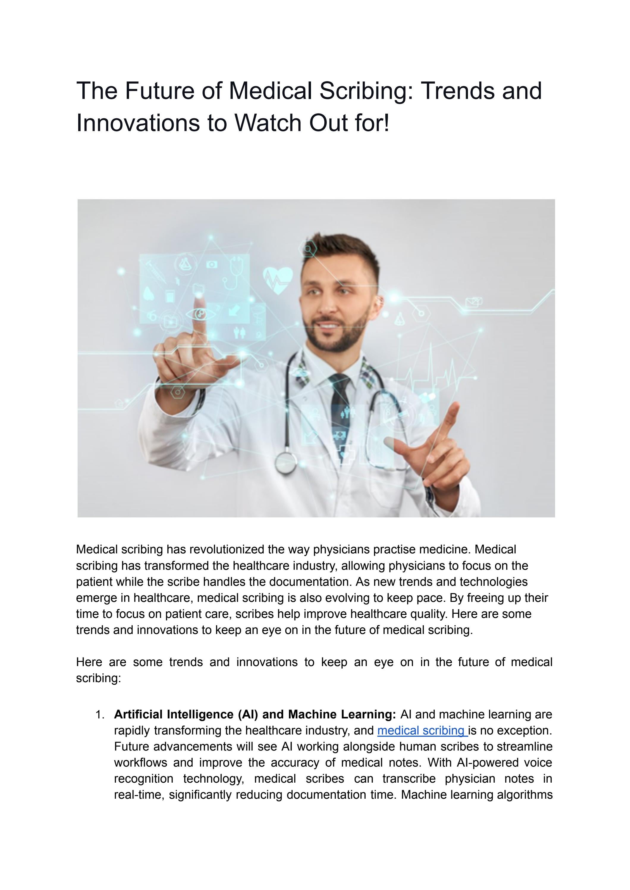 The Future of Medical Scribing Trends and Innovations to Watch Out for