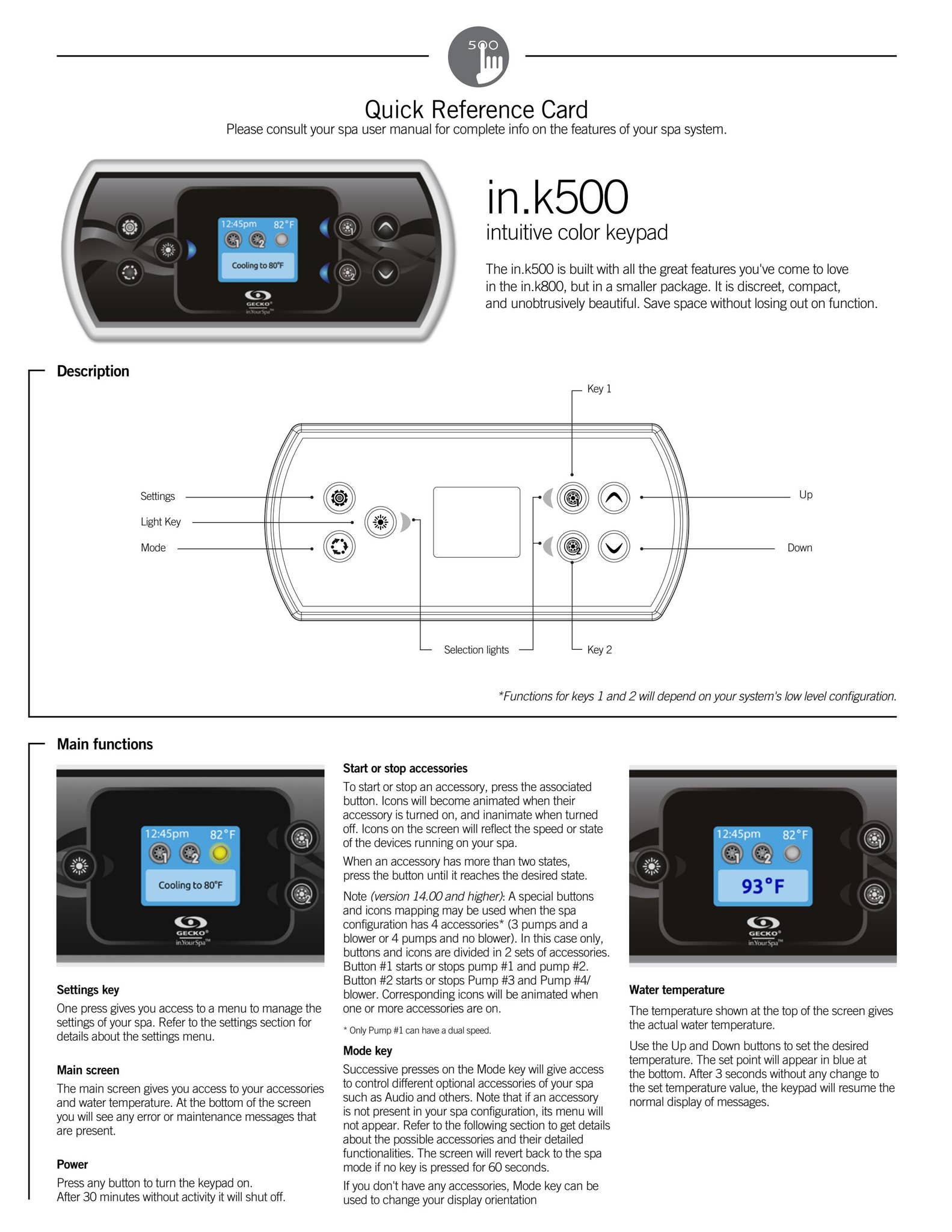 in.k500 color keypad quick reference card by Gecko Marketing - Issuu