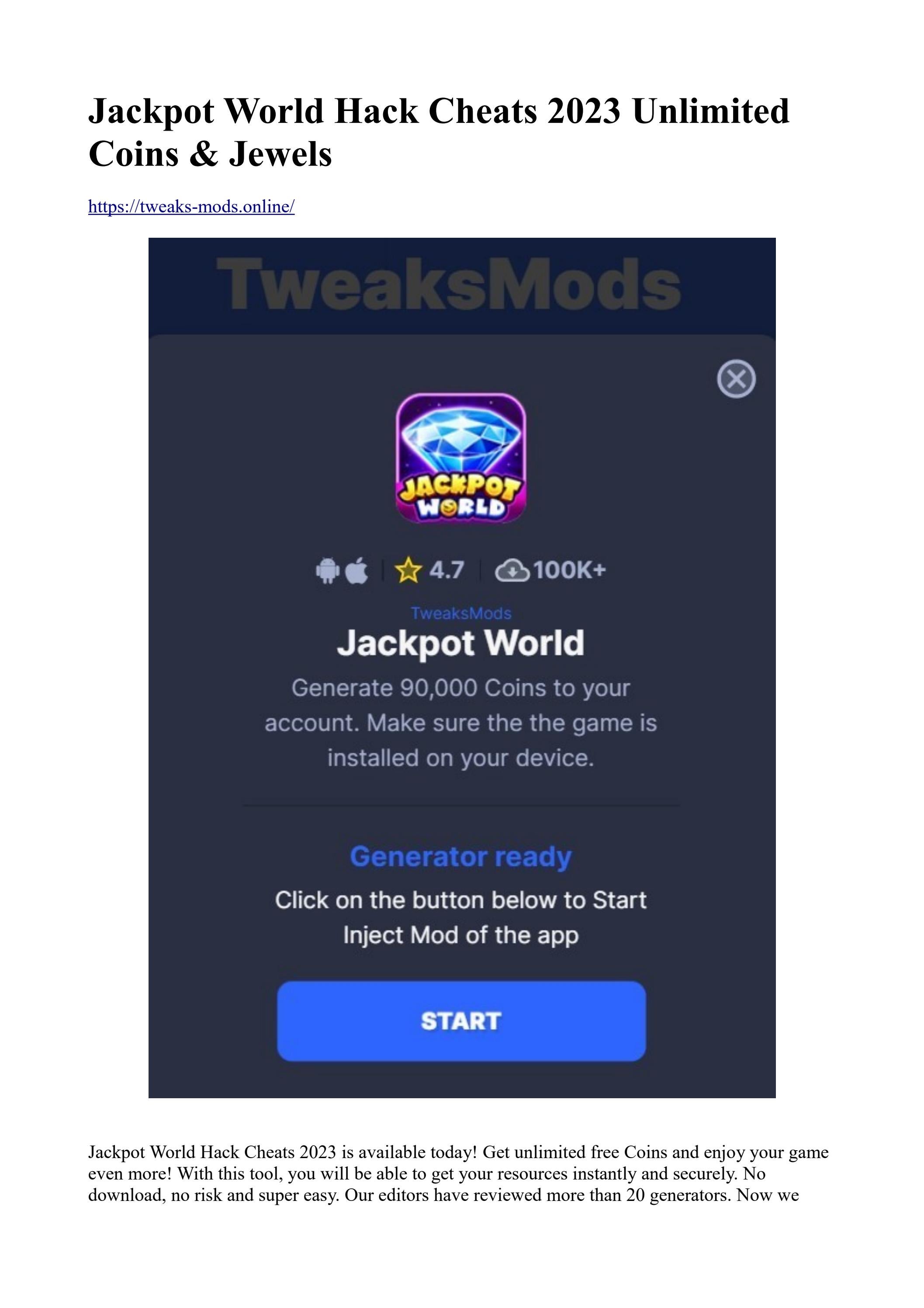 Jackpot World Hack Cheats 2023 Unlimited Coins by jackpotworld Issuu