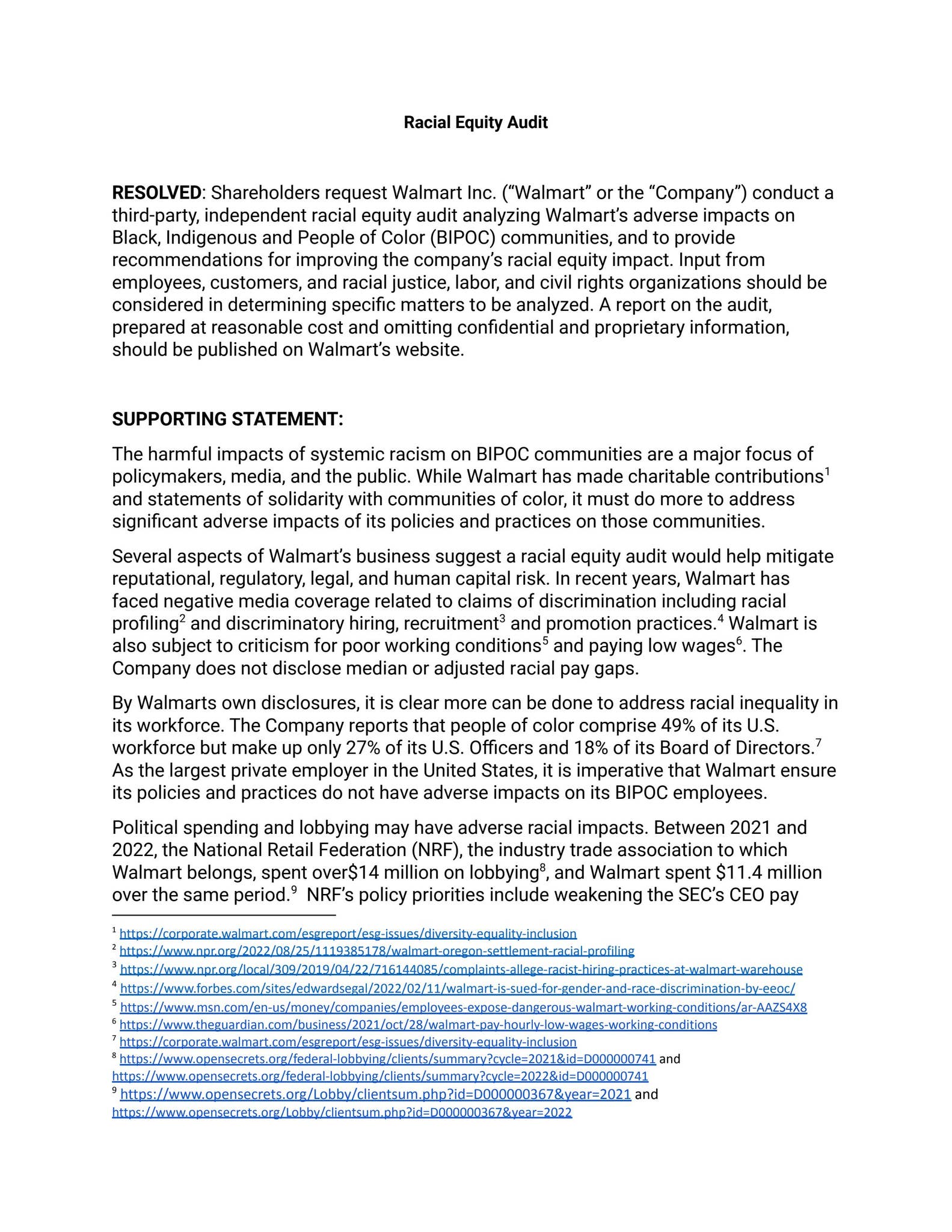Walmart Equity Reesearch Comp Set Walmart 2023 - Racial Equity Audit by Intercommunity Peace & Justice ...