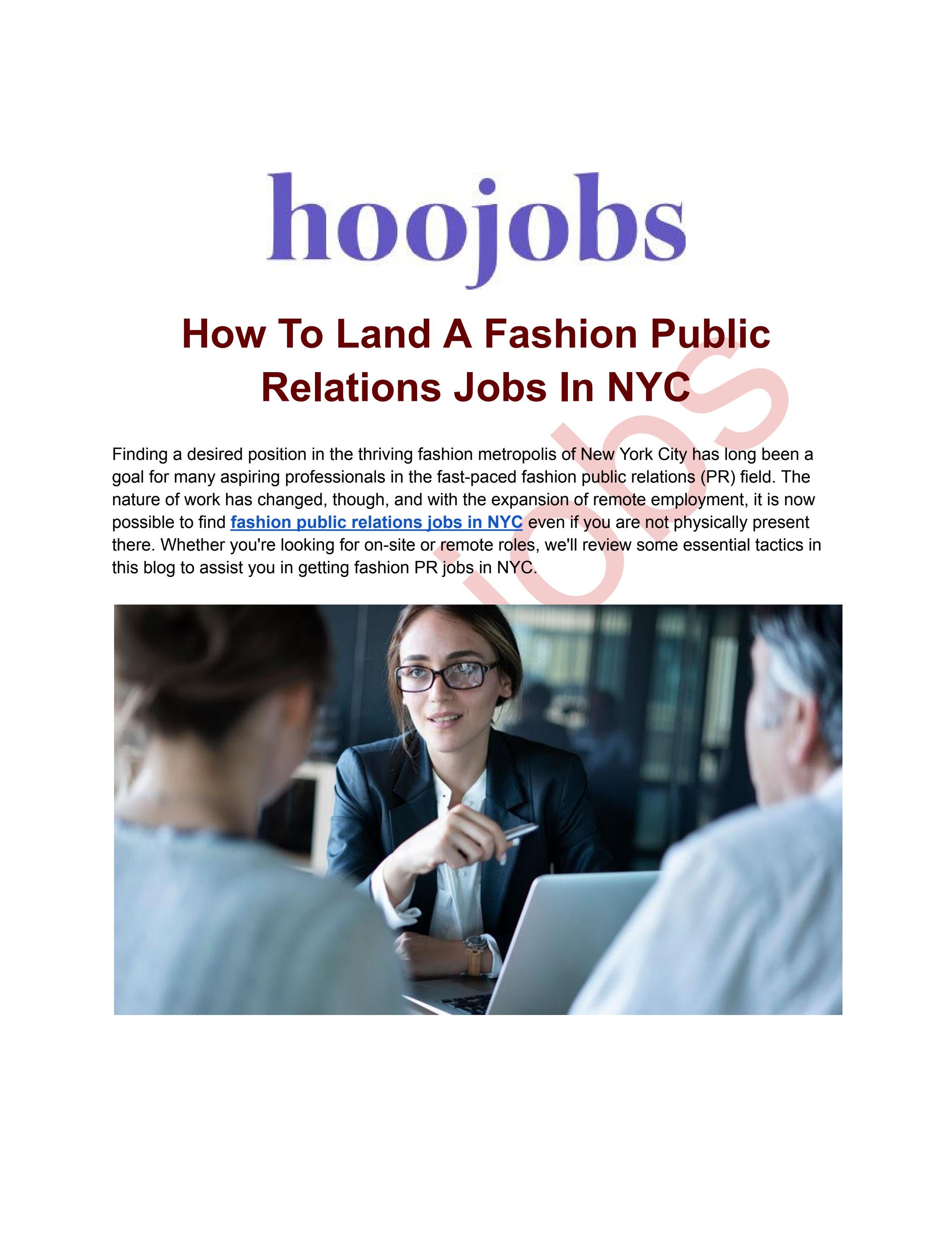 How To Land A Fashion Public Relations Jobs In NYC by hooJobs Issuu