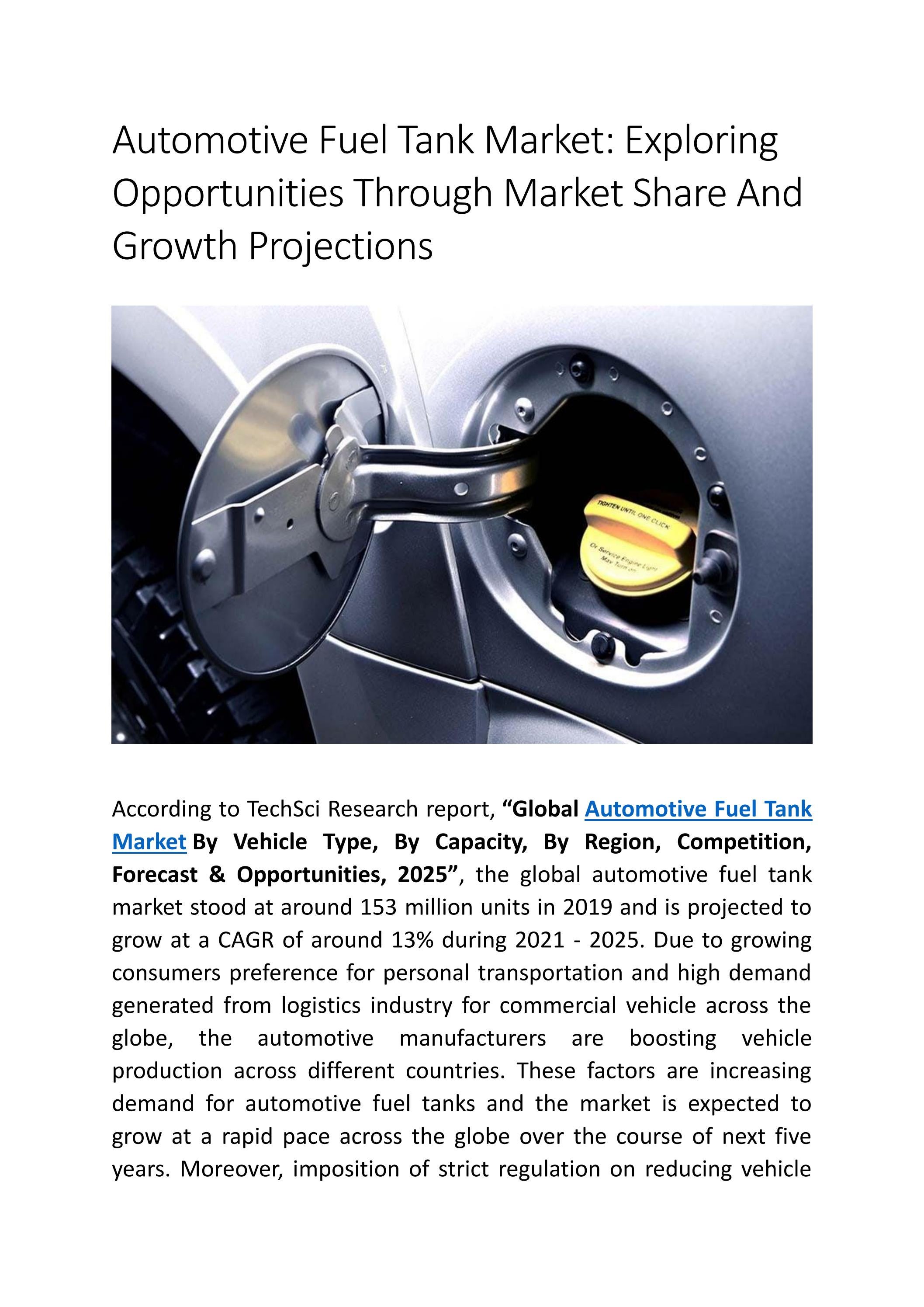 Automotive Fuel Tank Market Analysis Of Industry Size, Share, And