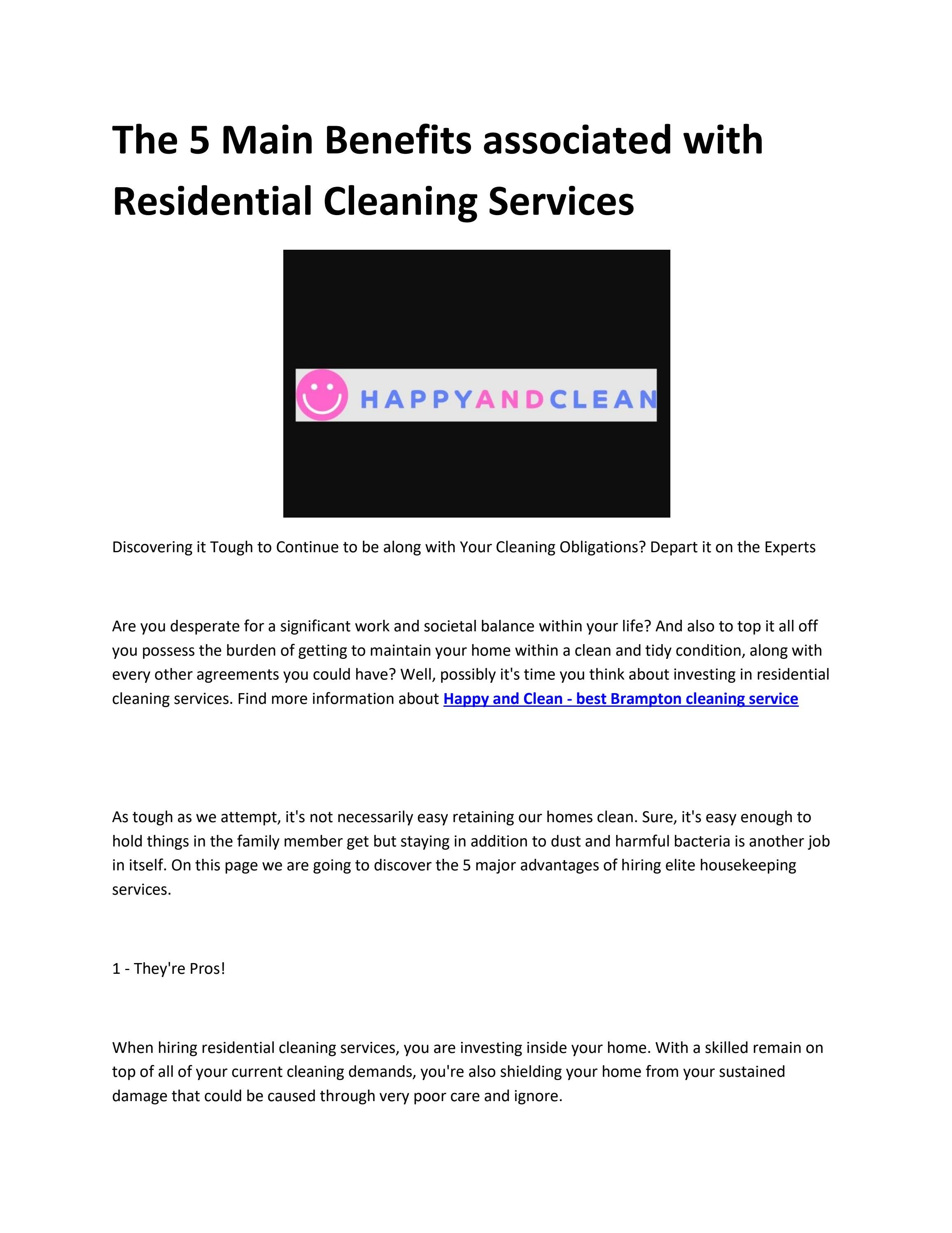 Happy and Clean professional cleaning services Brampton by Thomas