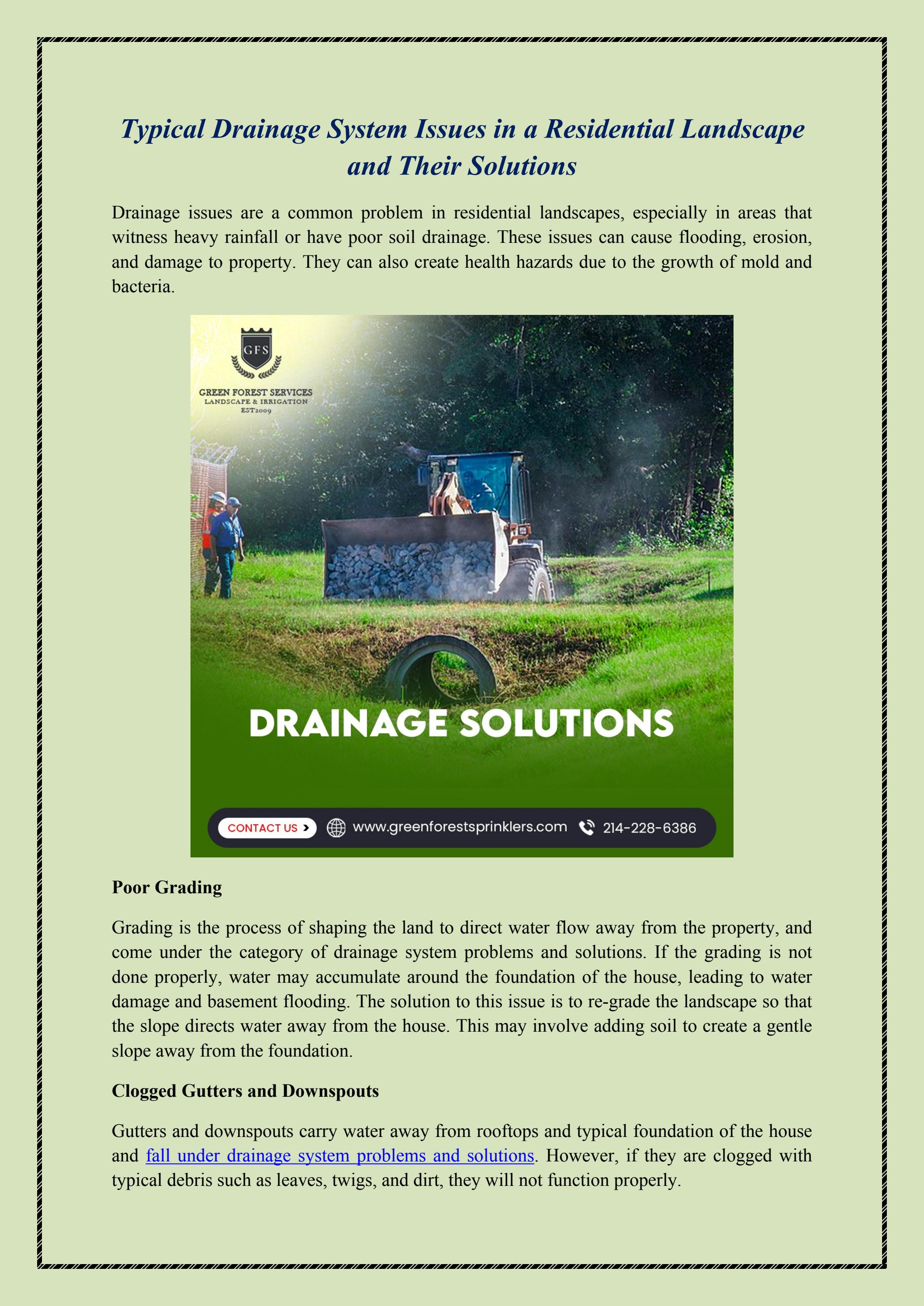 Typical Drainage System Issues in a Residential Landscape and Their