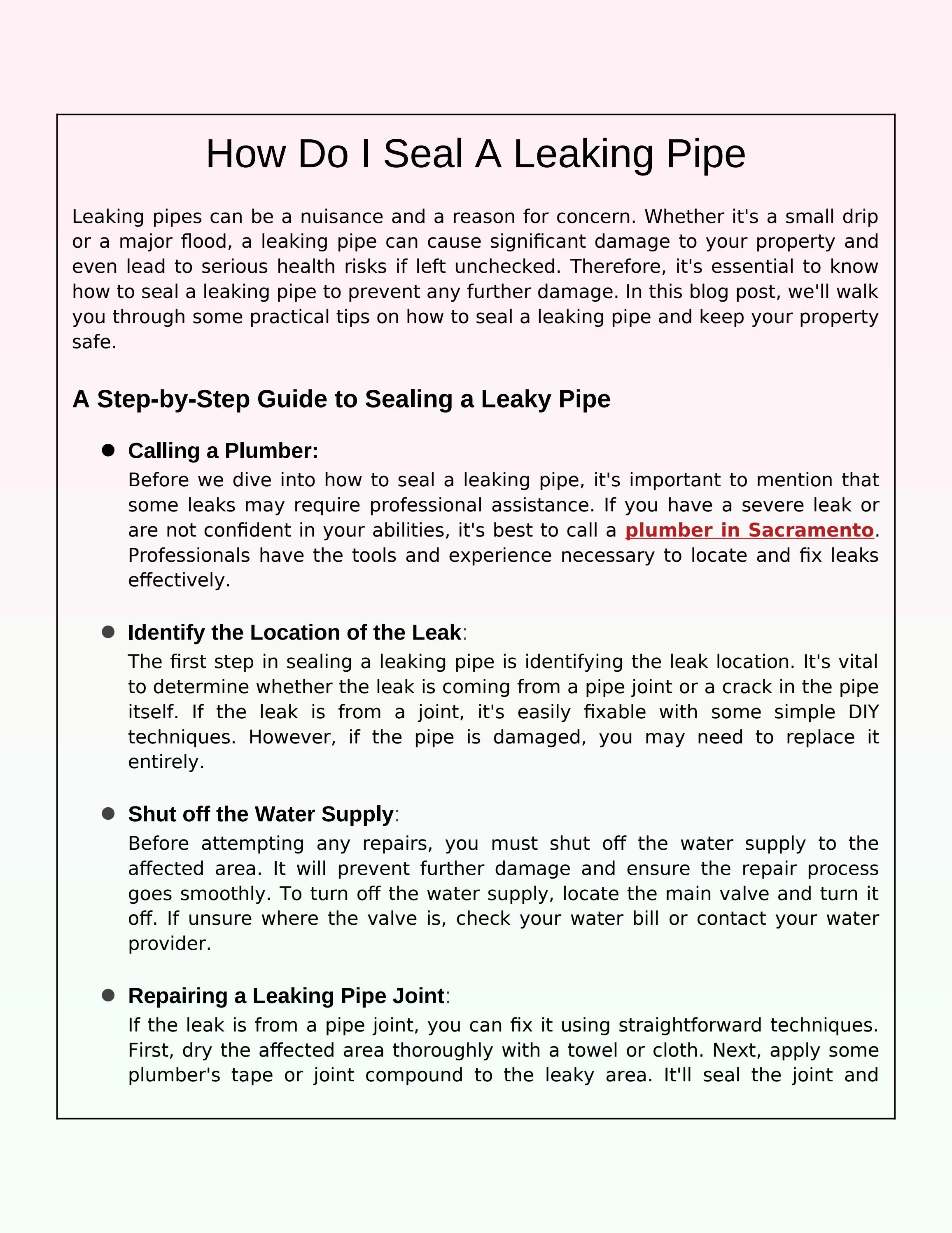 How Do I Seal A Leaking Pipe by fixitrite Issuu