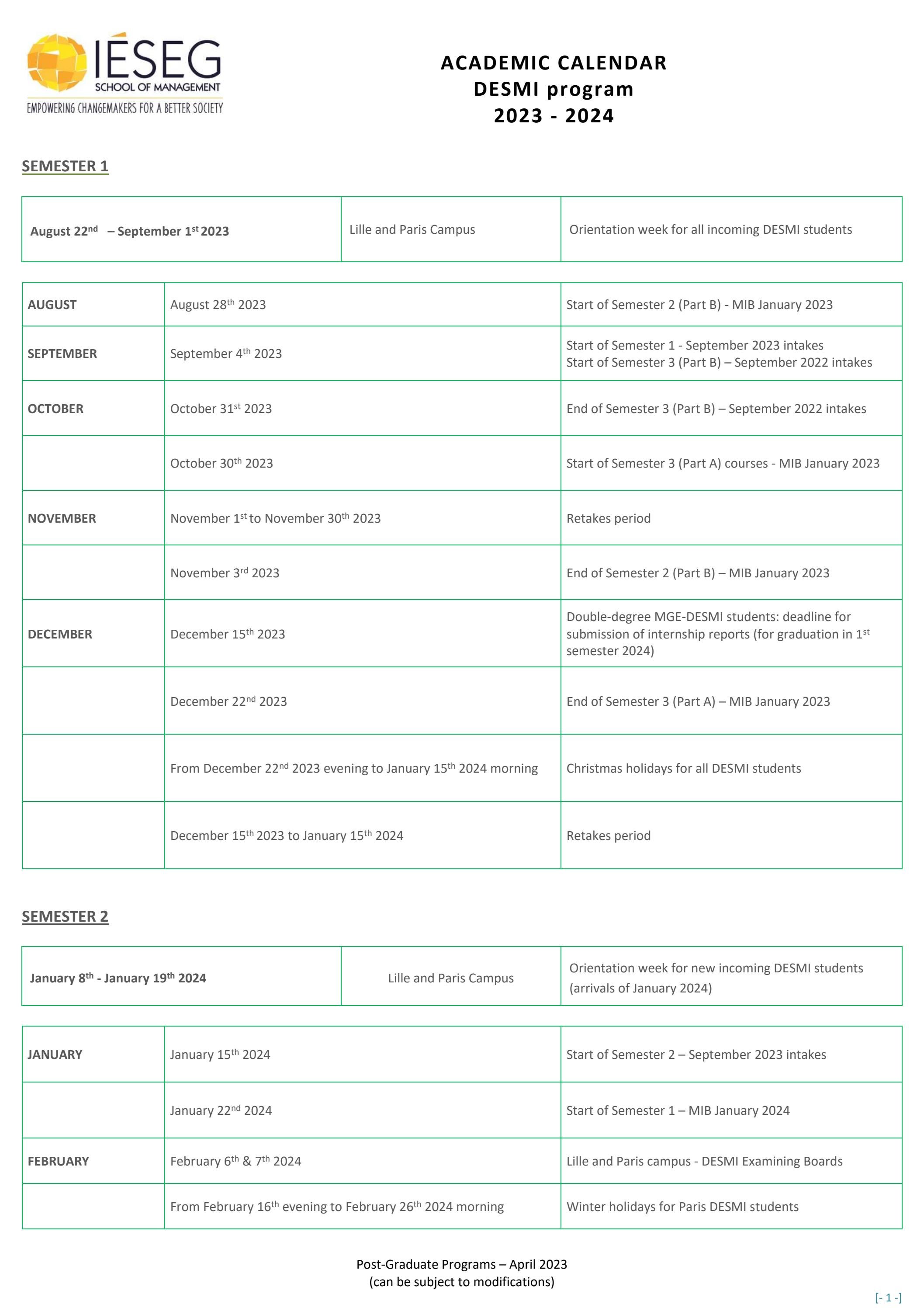 PGP Academic Calendar 20232024 by IÉSEG Issuu