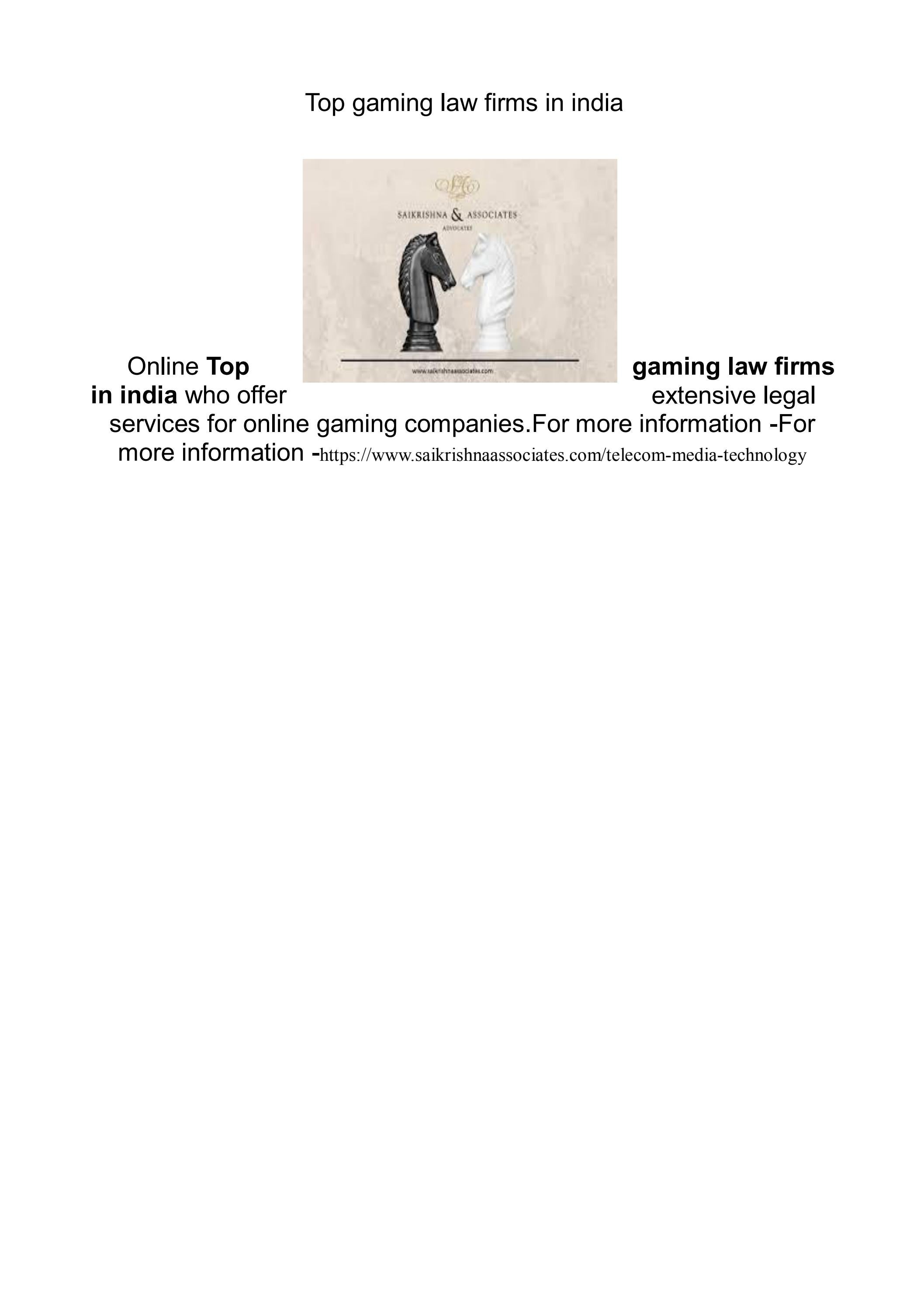 Top gaming law firms in india by saikrishna associates Issuu