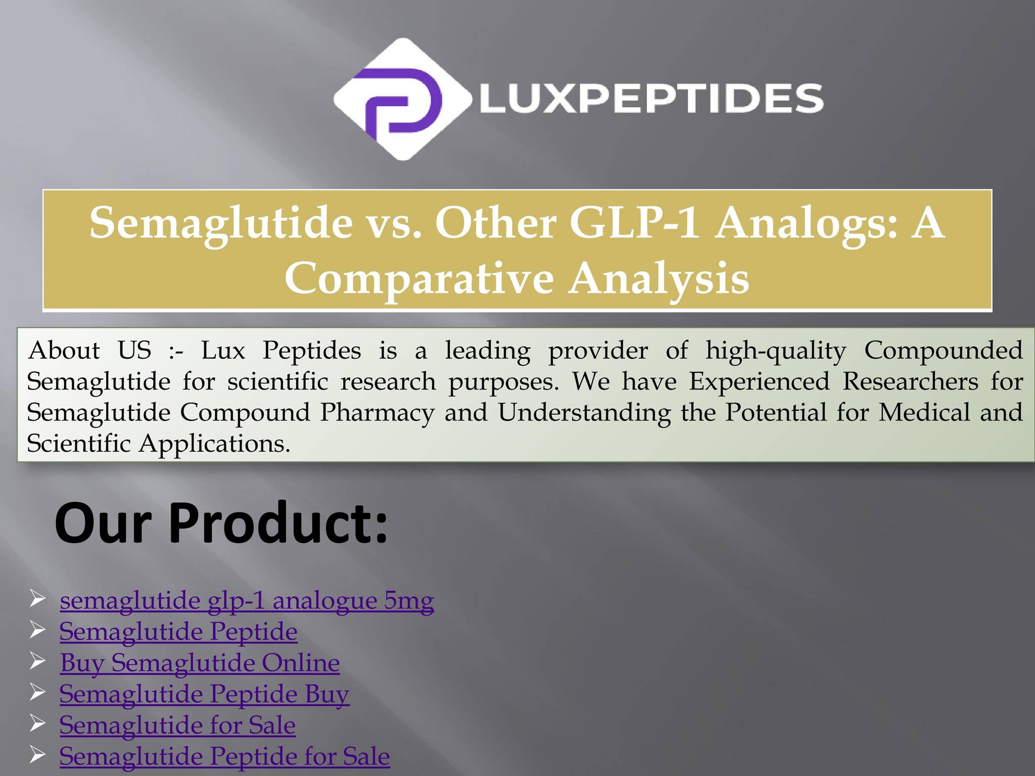View of Semaglutide vs. Other GLP-1 Analogs: A Comparative Analysis by ...