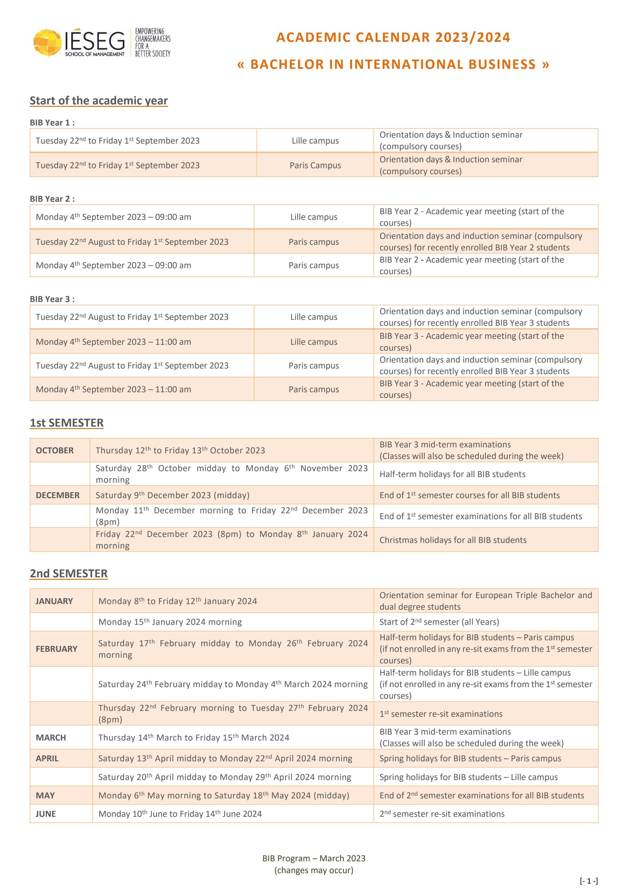 BIB Academic Calendar 20232024 by IÉSEG Issuu