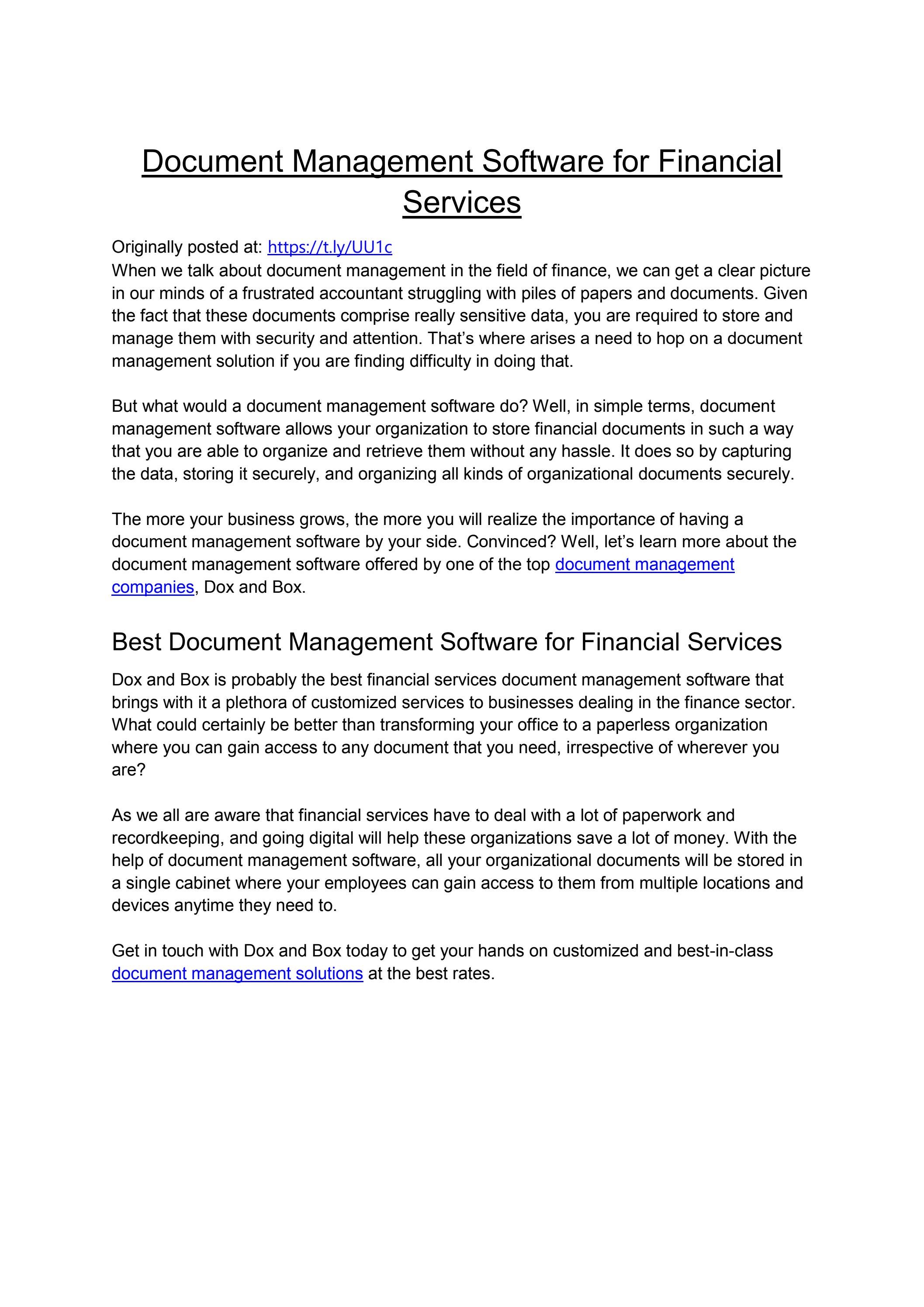 Document Management Software for Financial Services by Dox and Box - Issuu