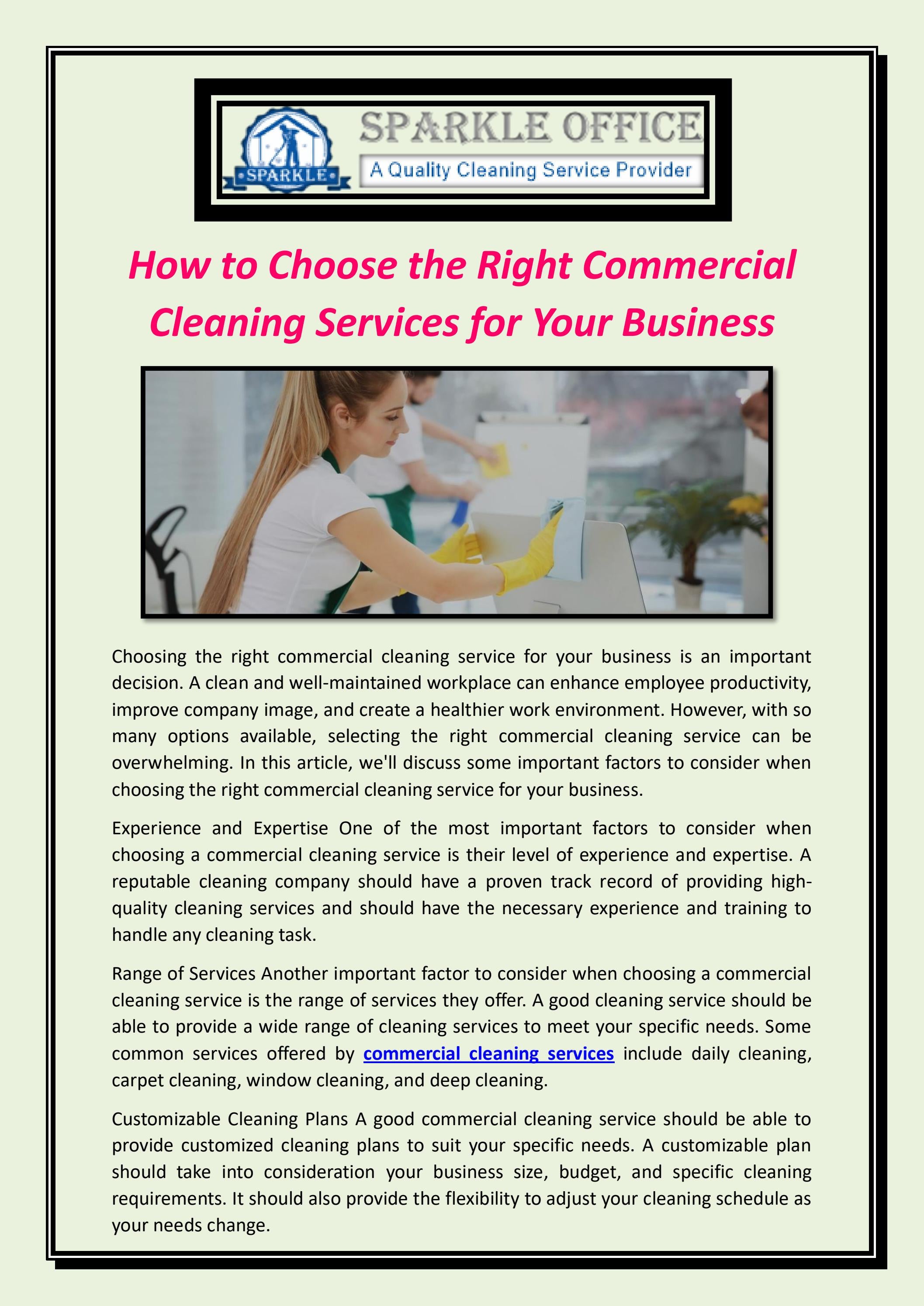 How to Choose the Right Commercial Cleaning Services for Your Business