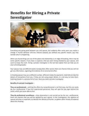 Benefits For Hiring A Private Investigator by MVD International 