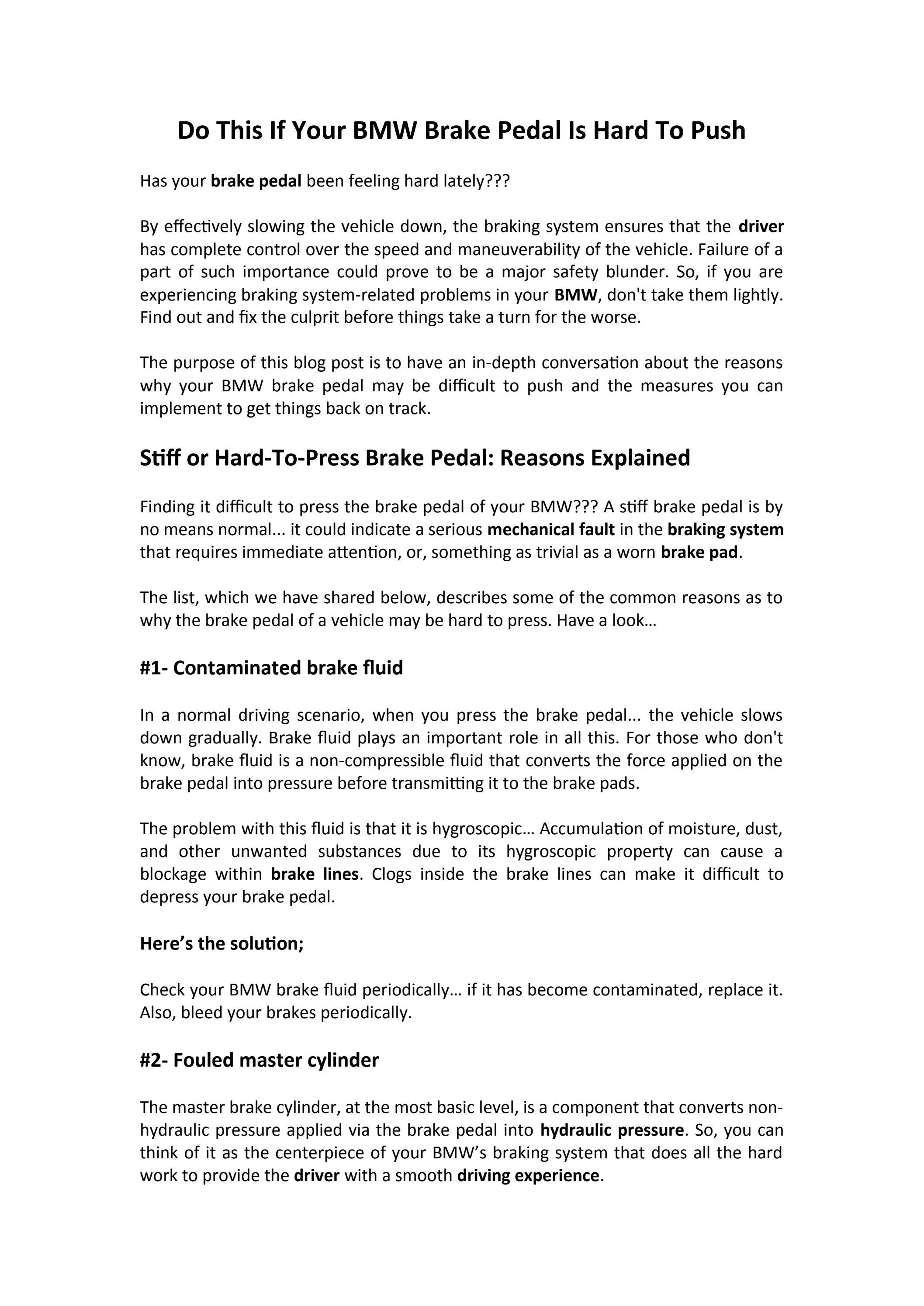 Do This If Your BMW Brake Pedal Is Hard To Push by Huron Automotive Issuu