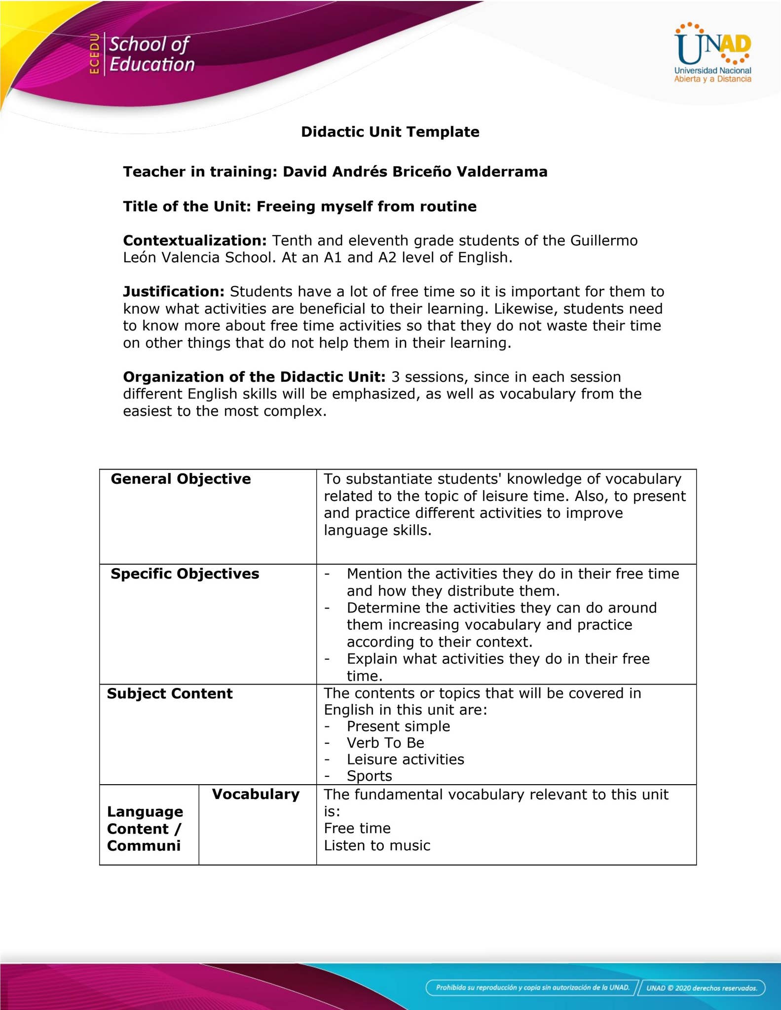 Task 5 Designing a Didactic Unit by David Andrés Briceño Valderrama - Issuu