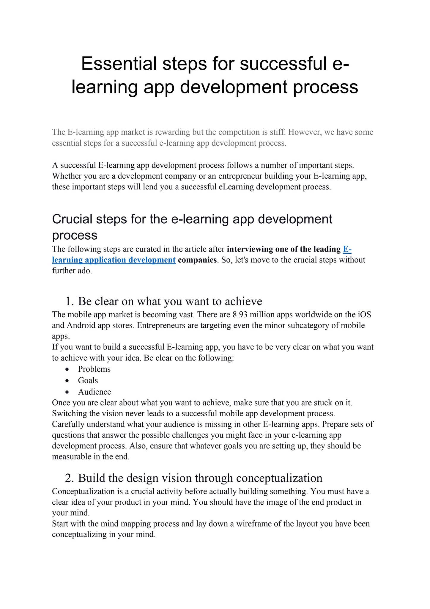 Essential steps for successful e-learning app development process by ...
