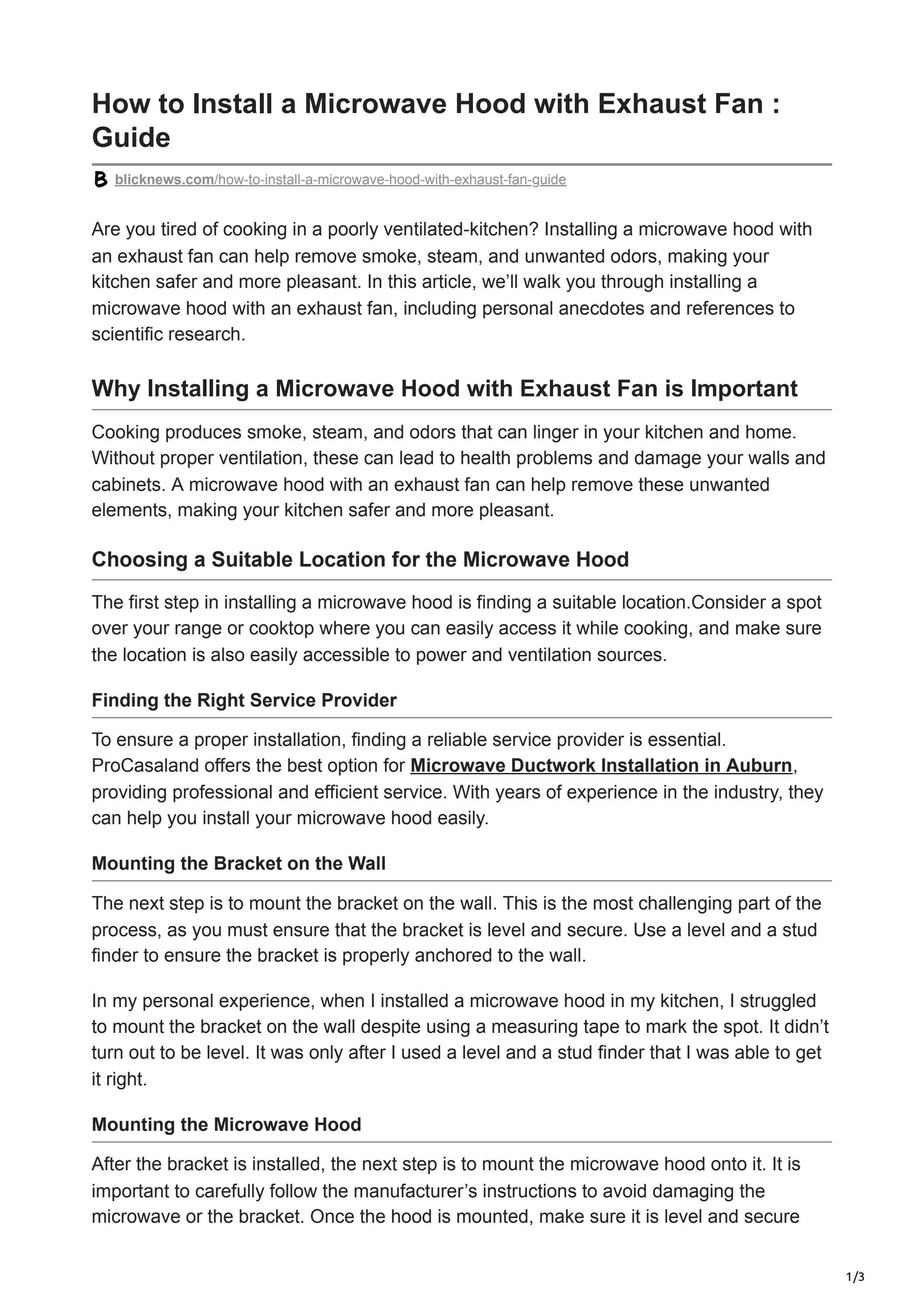 How to Install a Microwave Hood with Exhaust Fan Guide by Jaun Pai Issuu