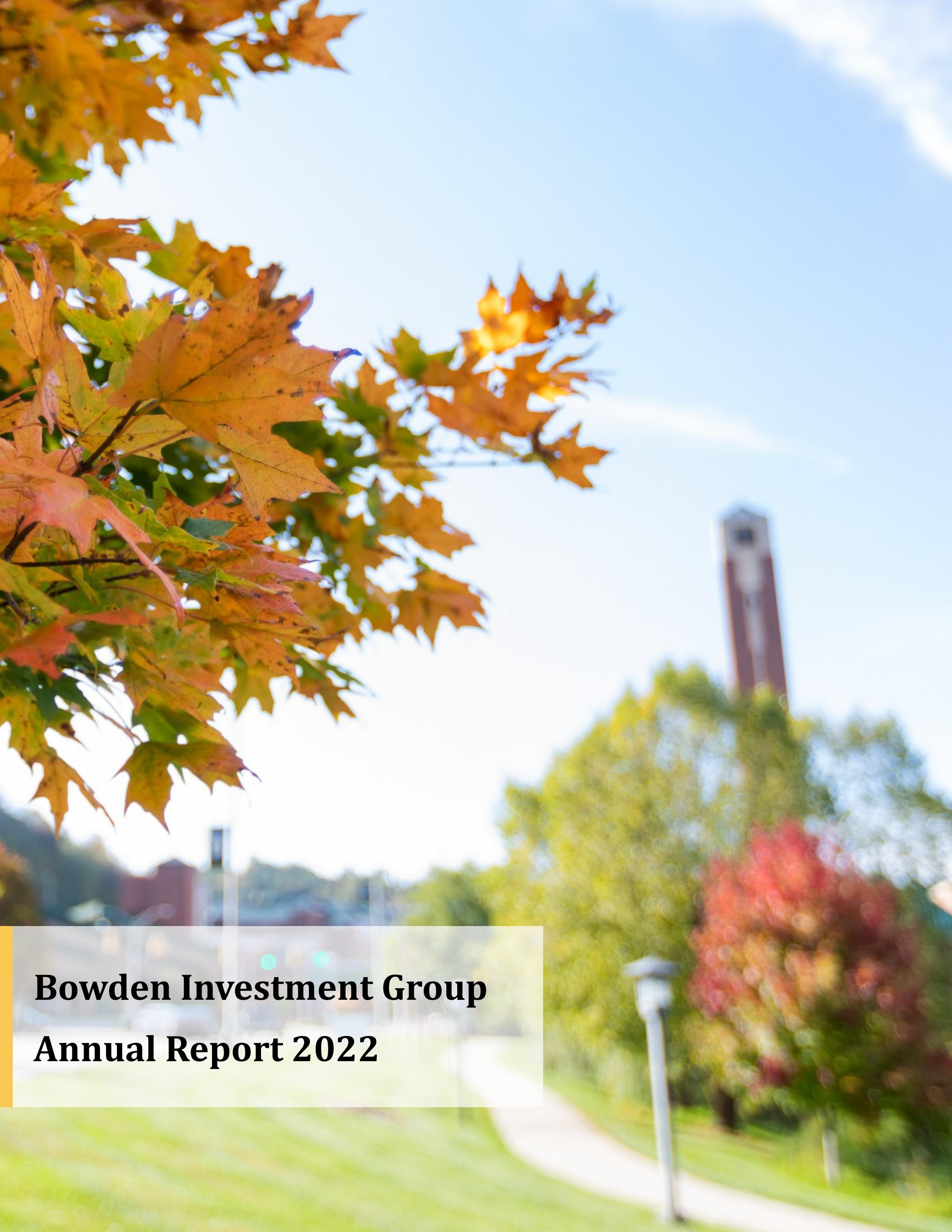 Bowden Investment Group Annual Report 202223 by Appalachian State
