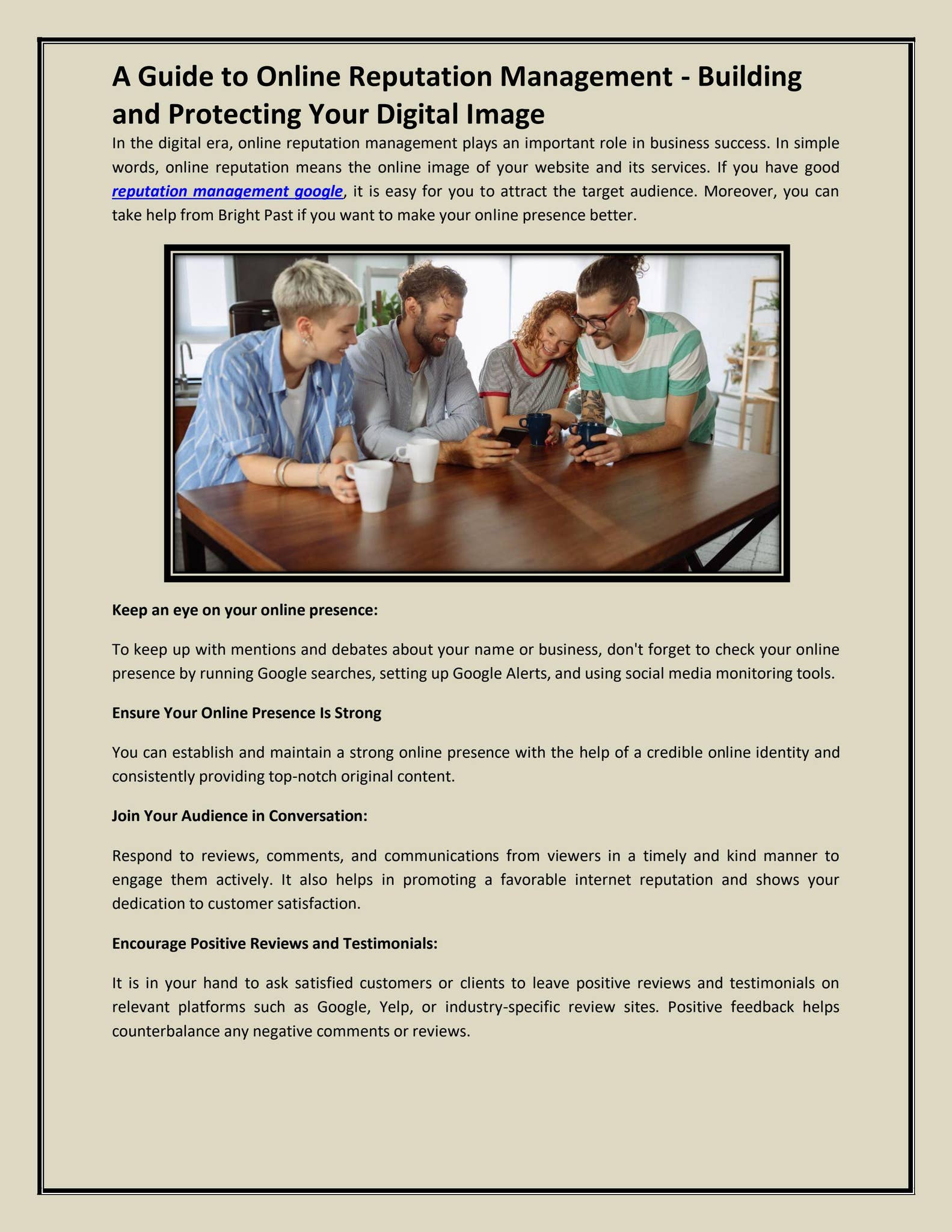 A Guide to Online Reputation Management - Building and Protecting Your ...