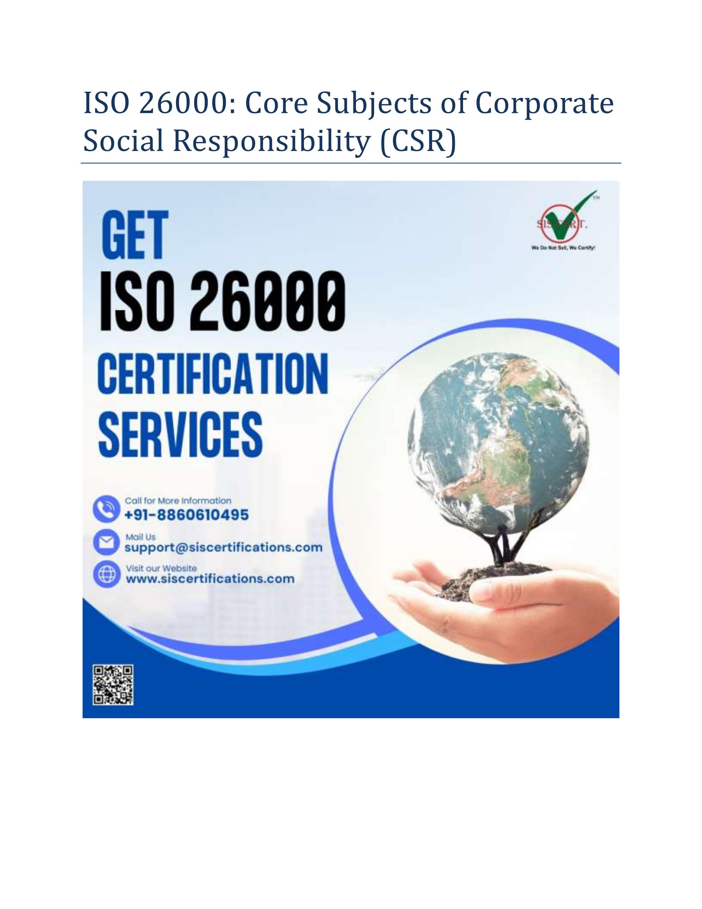 ISO 26000 Core Subjects Of Corporate Social Responsibility CSR By 