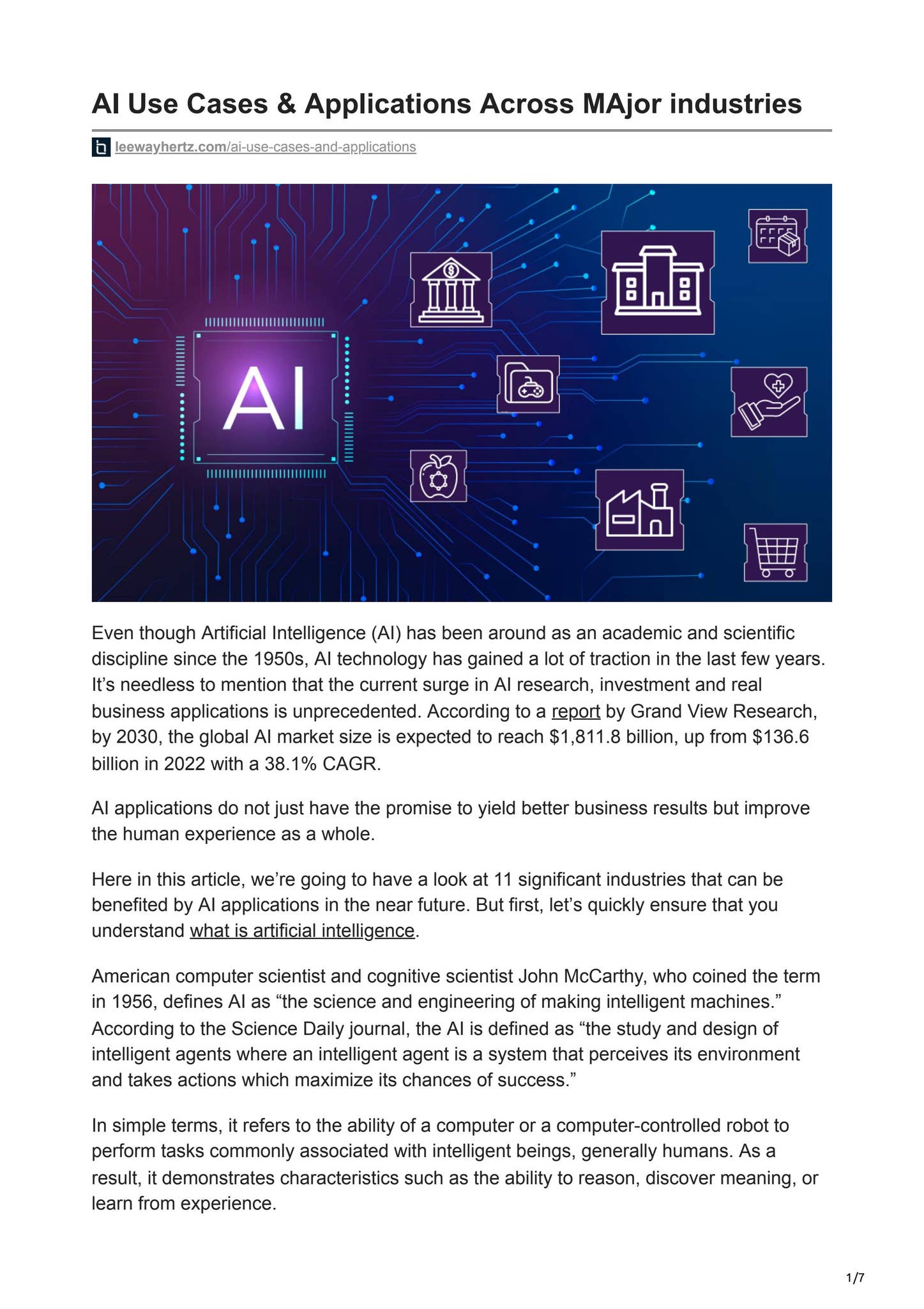 AI USE CASES & APPLICATIONS ACROSS MAJOR INDUSTRIES by Christopher T ...