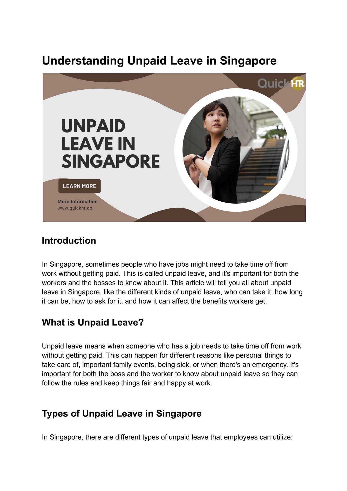 Understanding Unpaid Leave in Singapore by quickhr - Issuu