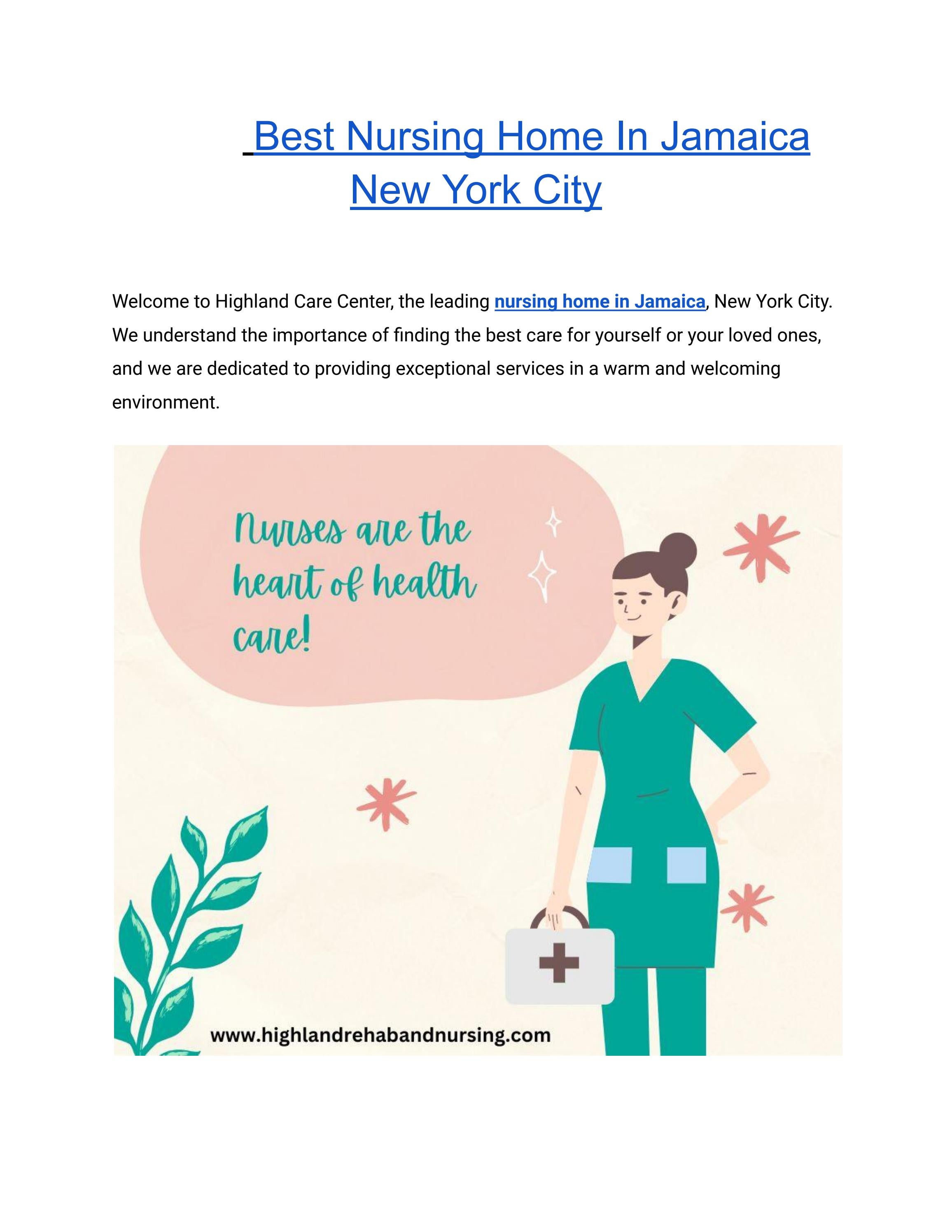 Best Nursing Home In Jamaica New York City Highland Care Center by