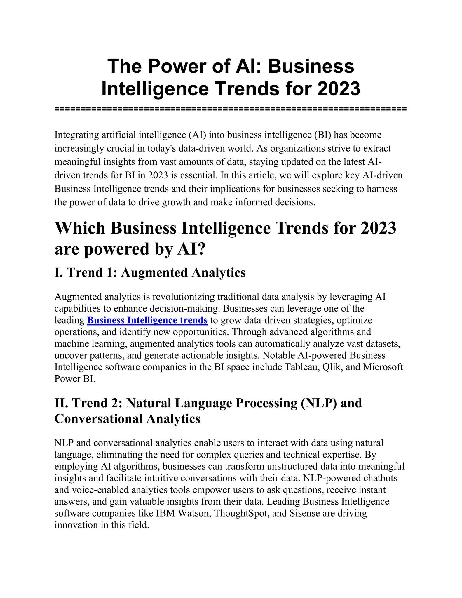 The Power of AI: Business Intelligence Trends for 2023 by Branding Bear ...