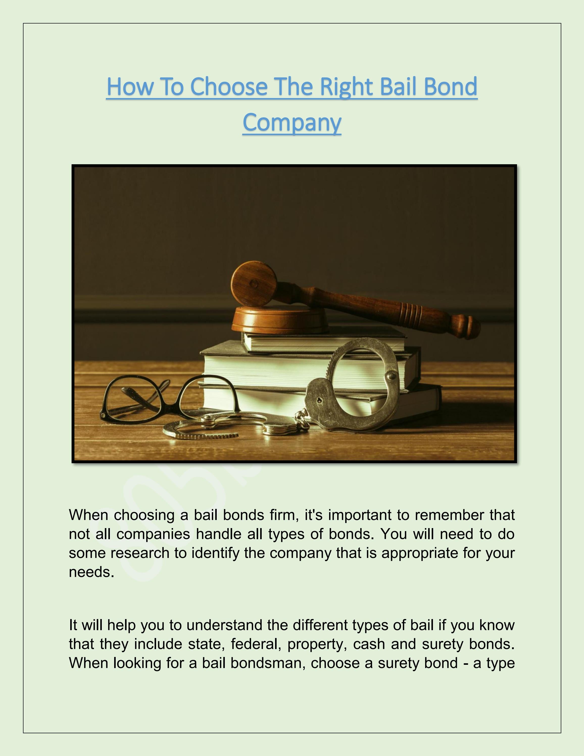 How To Choose The Right Bail Bond Company by 805bail Issuu