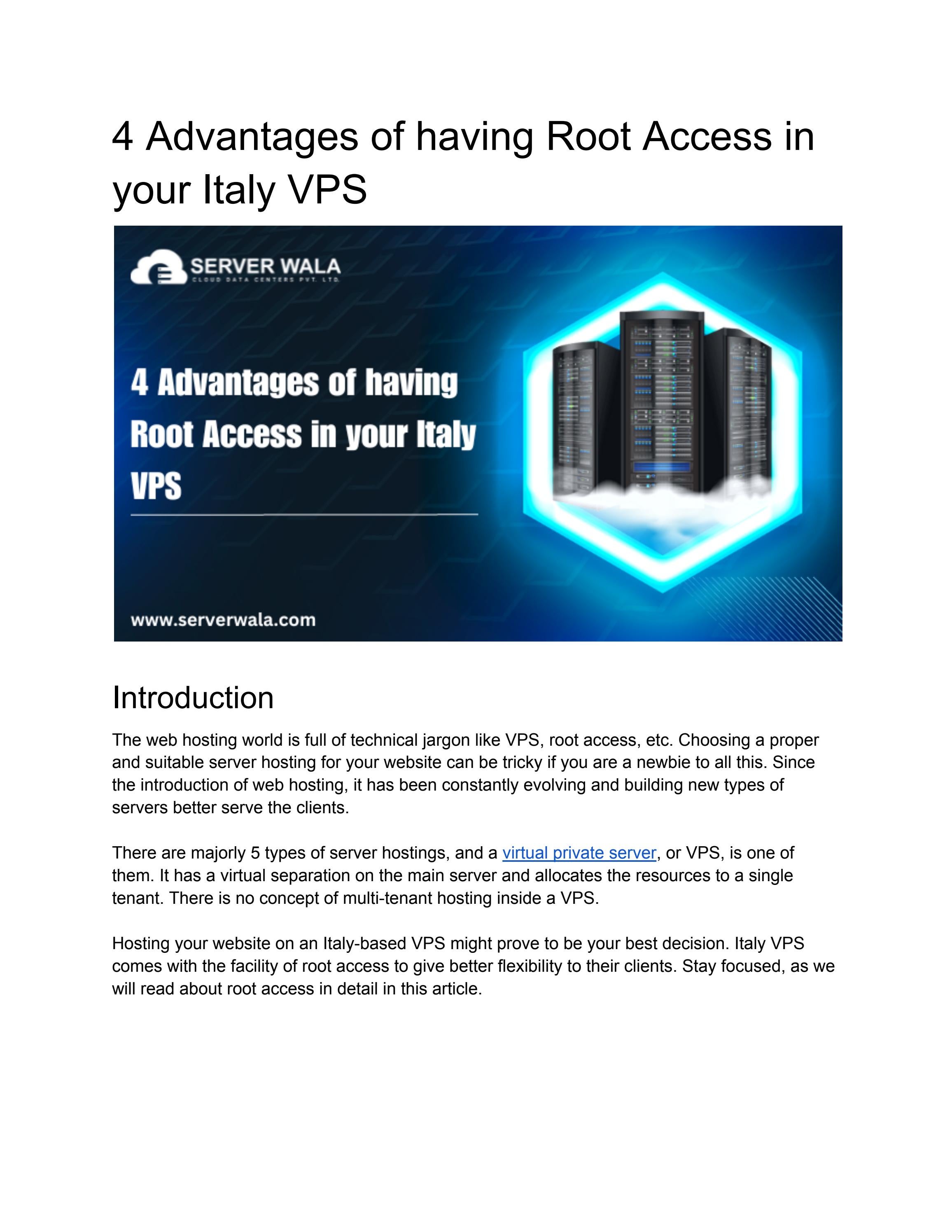 4 Advantages of having Root Access in your Italy VPS by eva sharma - Issuu